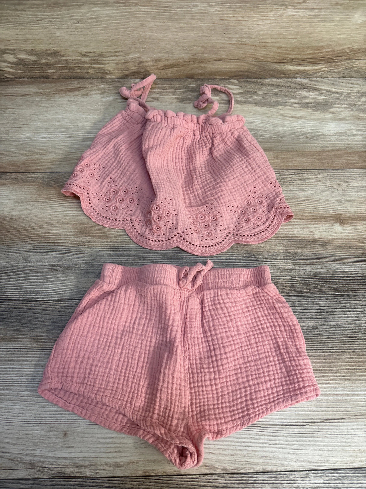 Modern Moments 2pc Muslin Eyelet Set Pink sz 3T