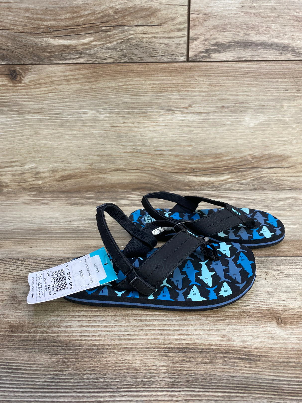 NEW Reef Little Uni Flip Flops in Blue Sharks sz 7c - Me n Mommy To Be