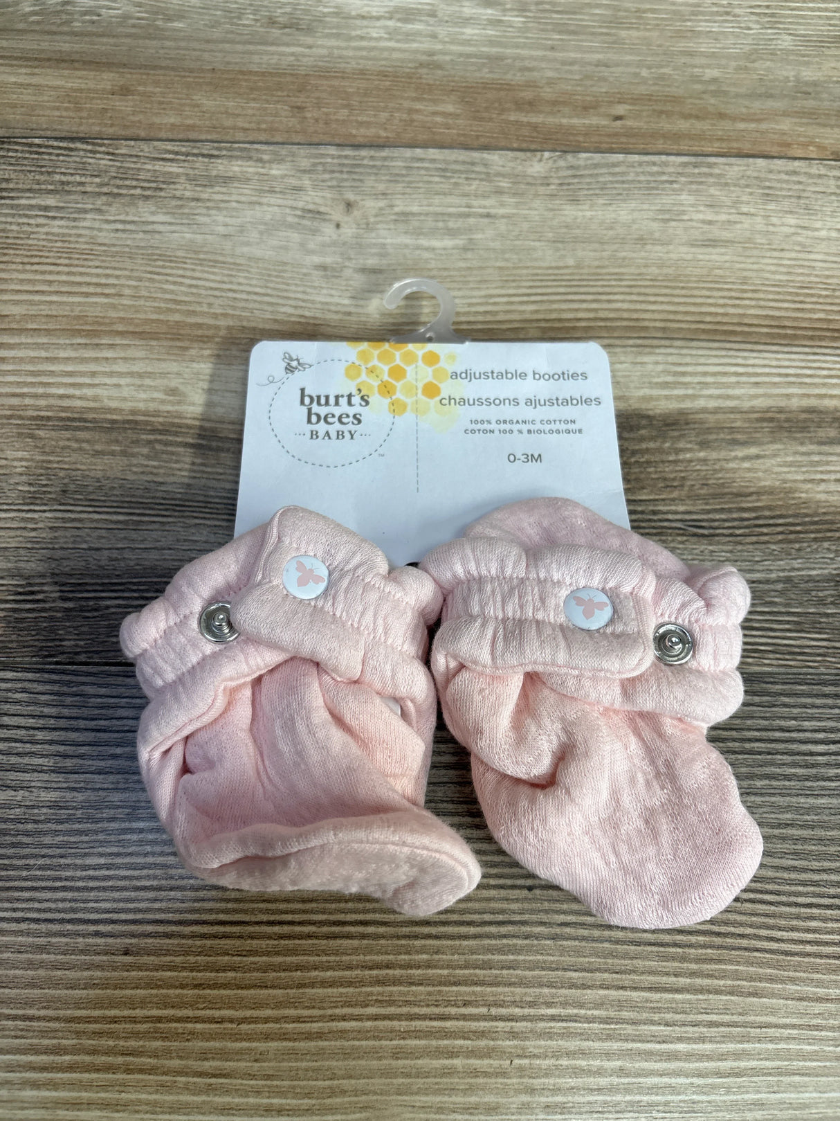 NEW Burt's Bees Baby Organic Adjustable Booties Pink Sz 1c