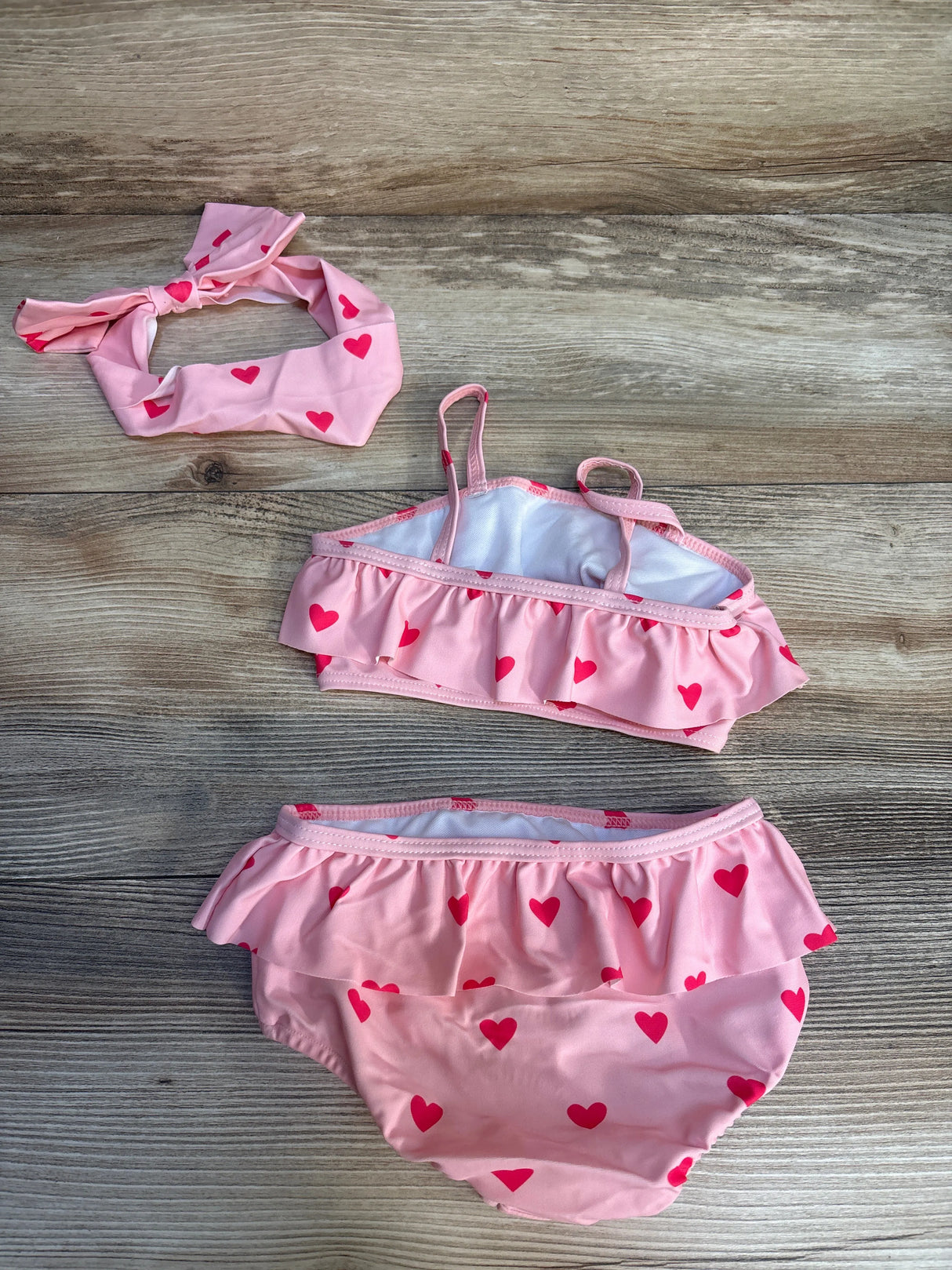 Shein 3pc Swimsuit Hearts Pink sz 12-18m