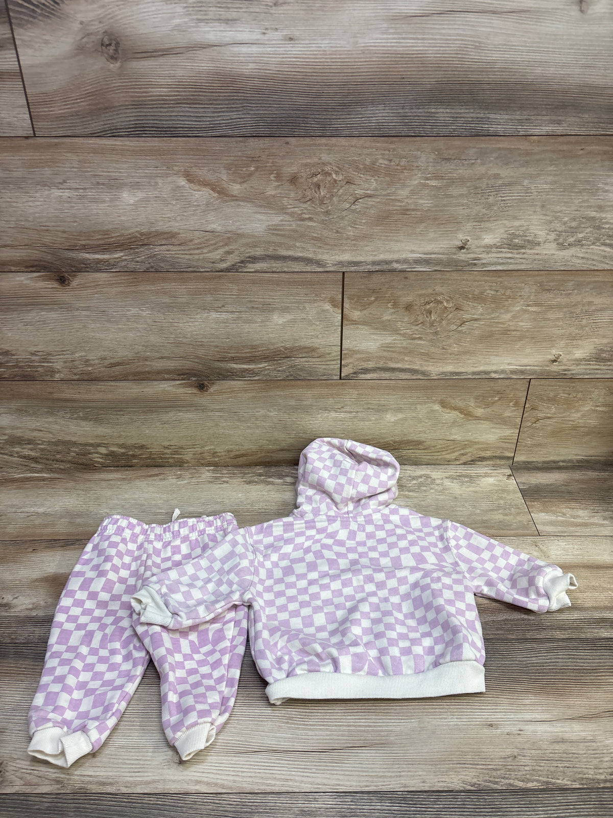 Grayson Mini 2pc Checkered Hoodie & Joggers Set Purple sz 18m