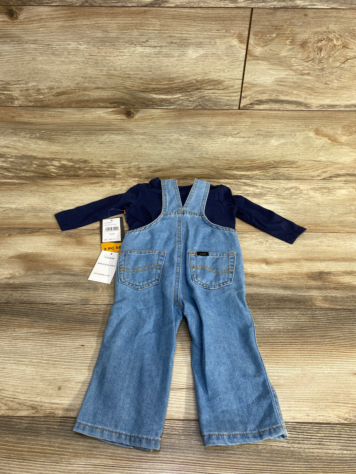 NEW Lee Long Sleeve Shirt & Overalls 2pc Set Navy sz 3-6m