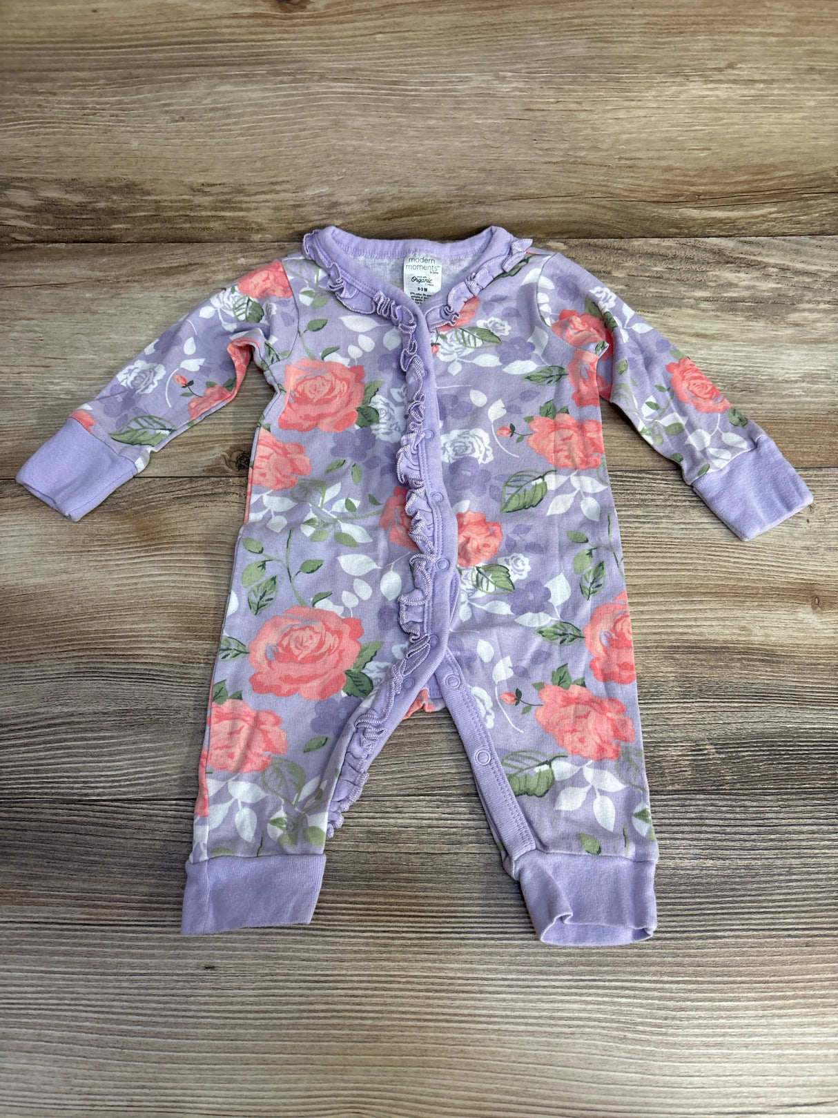 Modern Moments Floral Ruffle Coverall Purple sz 0-3m - Me n Mommy To Be
