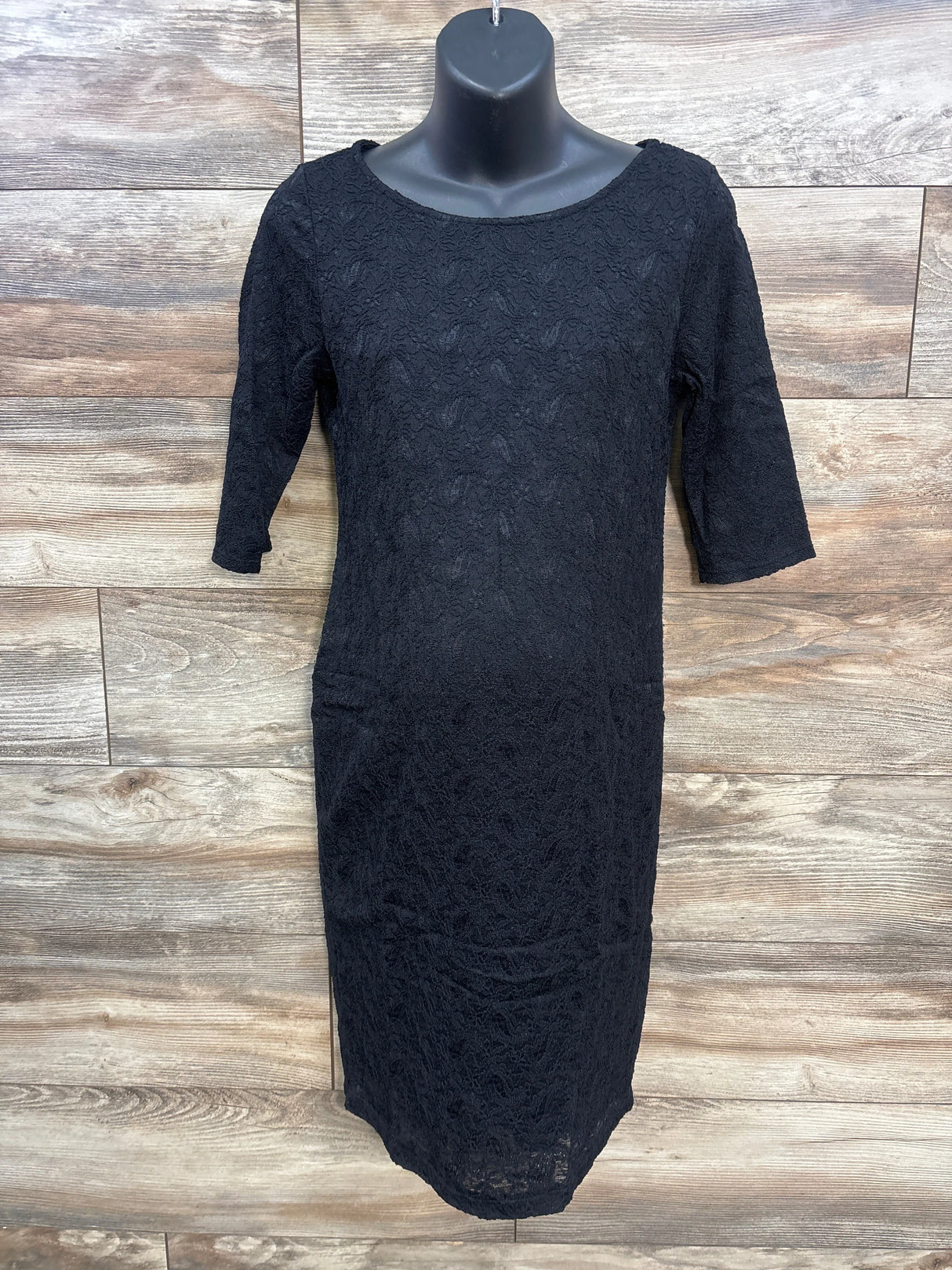 Pink Blush Lace Fitted 3/4 Sleeve Dress Black sz Medium - Me n Mommy To Be