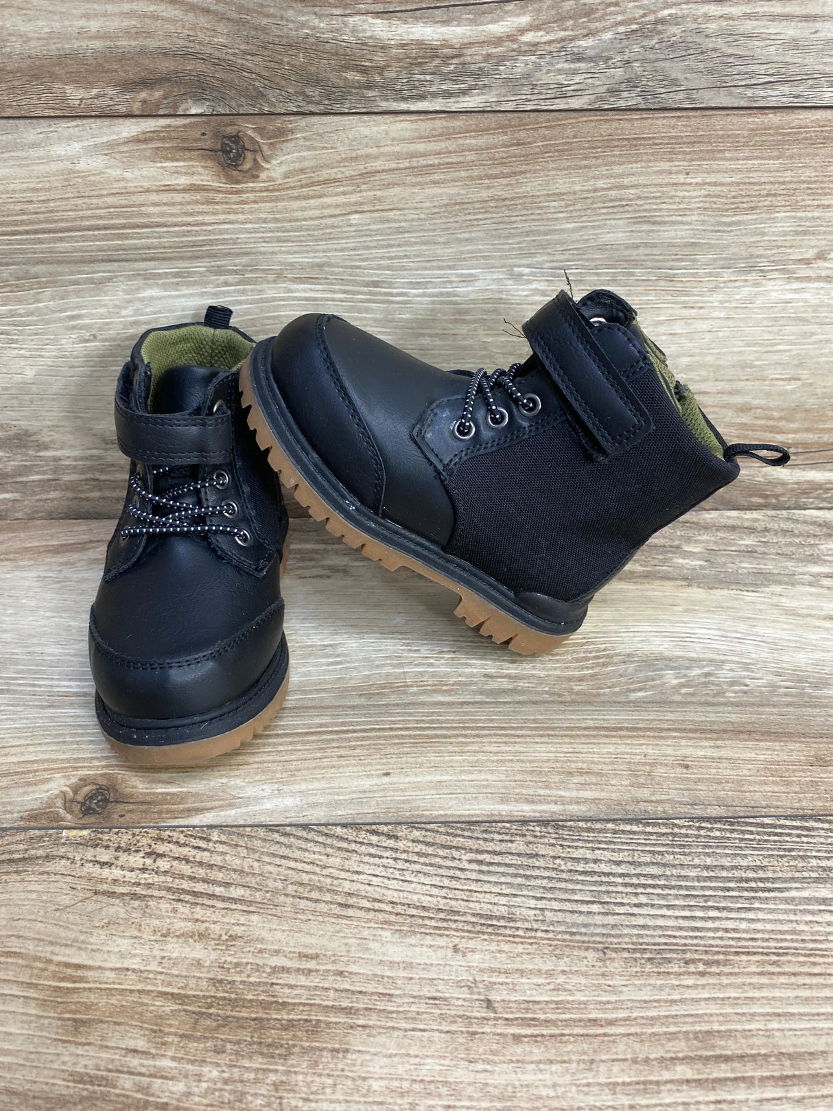 Wonder Nation Toddler Boys Combat Boots Black Sz 6c - Me n Mommy To Be