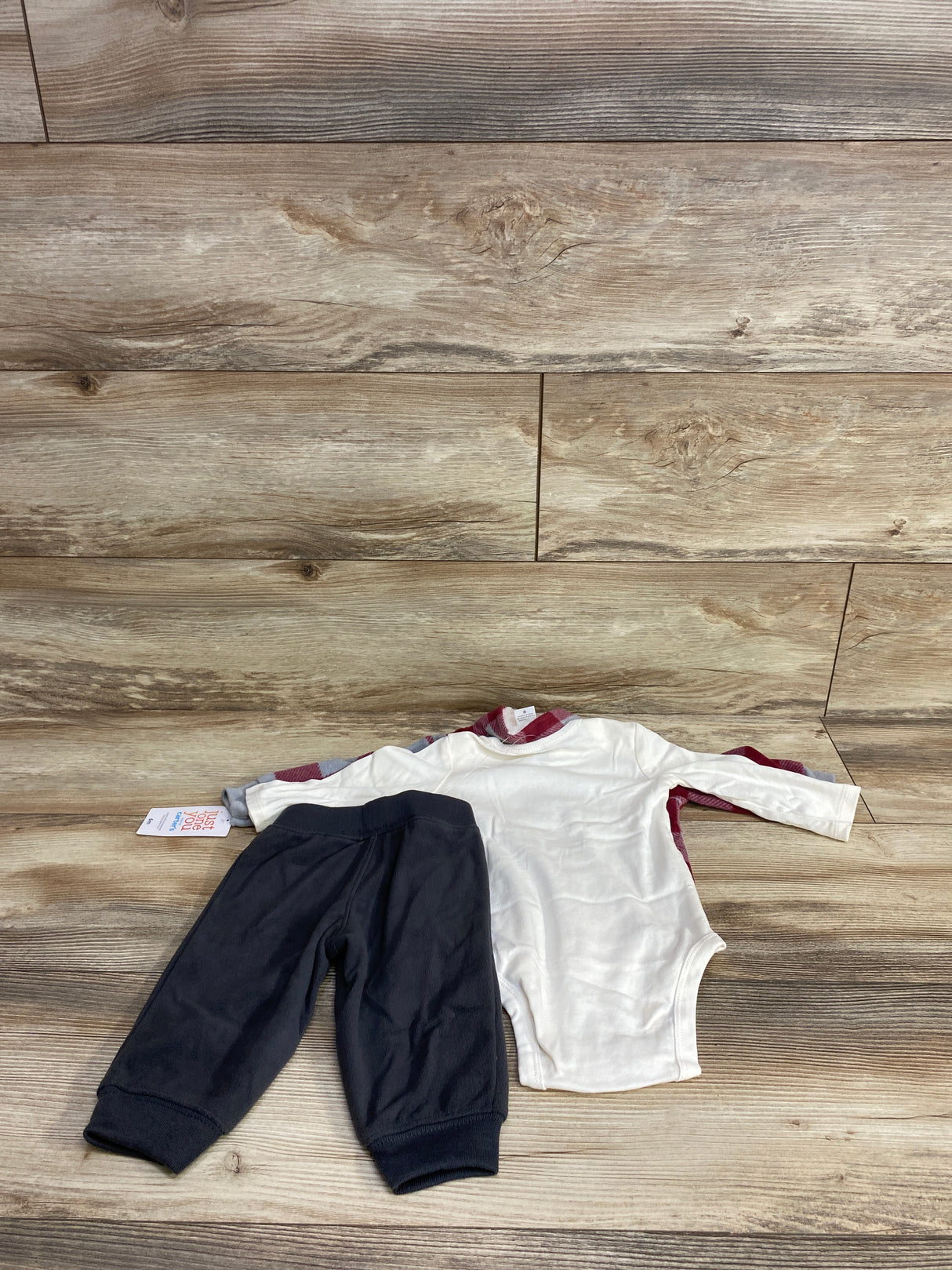 NEW Just One You Buffalo Plaid Fleece Jacket Set Red sz 6m