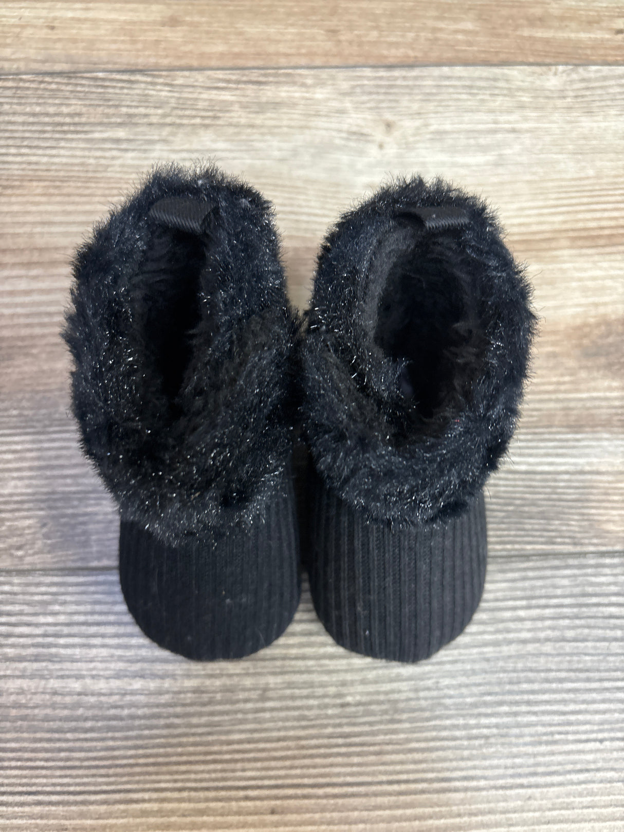 Faux Fur Cuff Baby Booties Black sz 2/3c