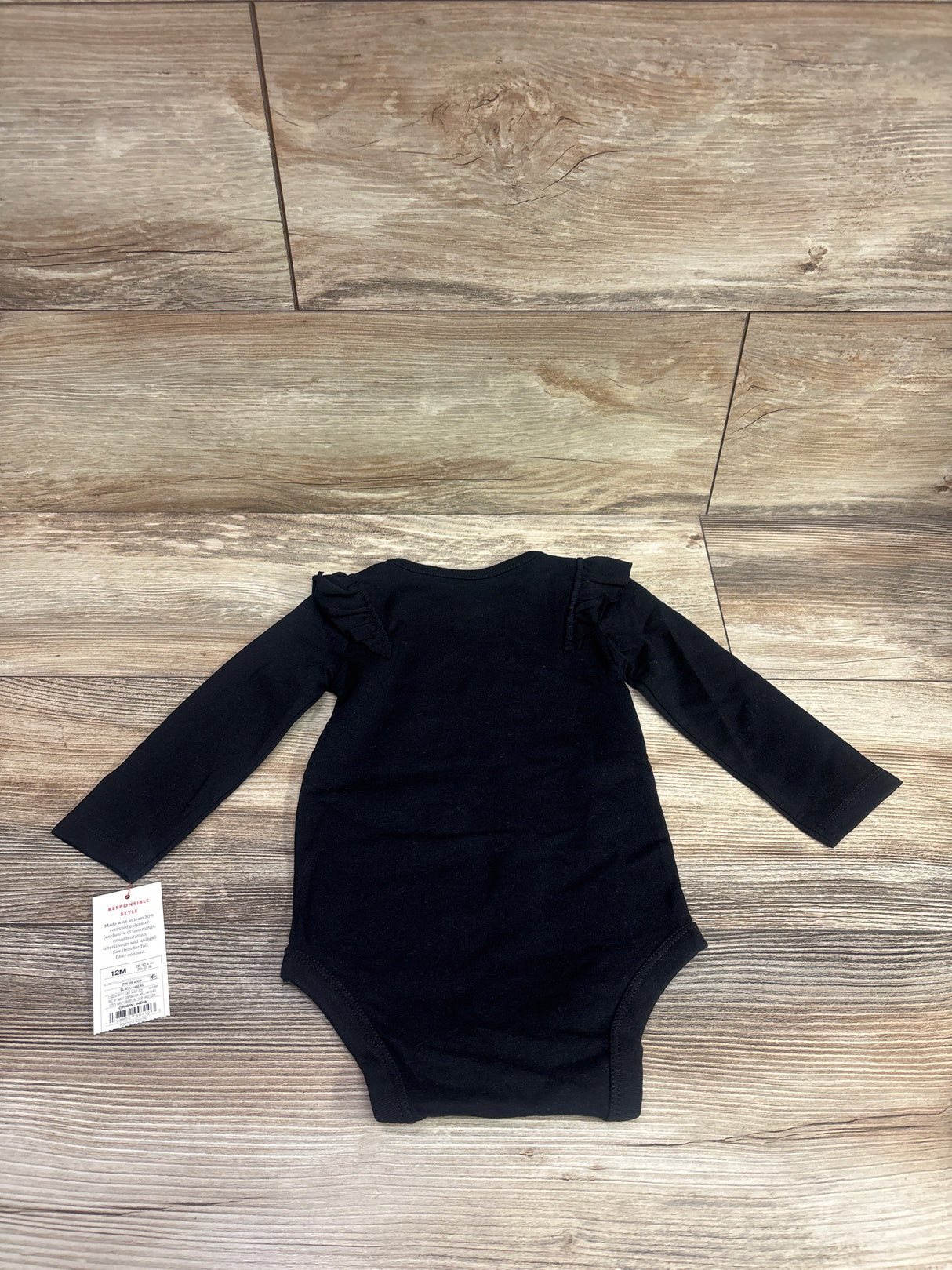 NEW Cat & Jack Flutter Sleeve Bodysuit Black sz 12m