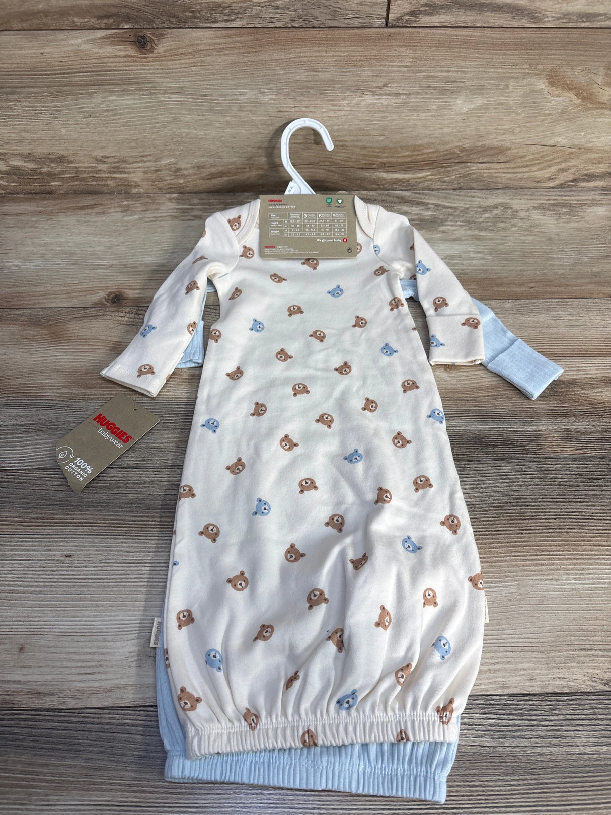 NEW Huggies Babywear 2pk Sleep Gowns Blue sz Newborn
