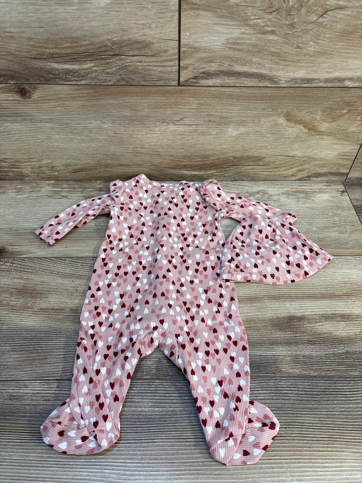 Nicole Miller 2pc Ribbed Heart Print Sleeper & Hat Set Pink sz 0-3m