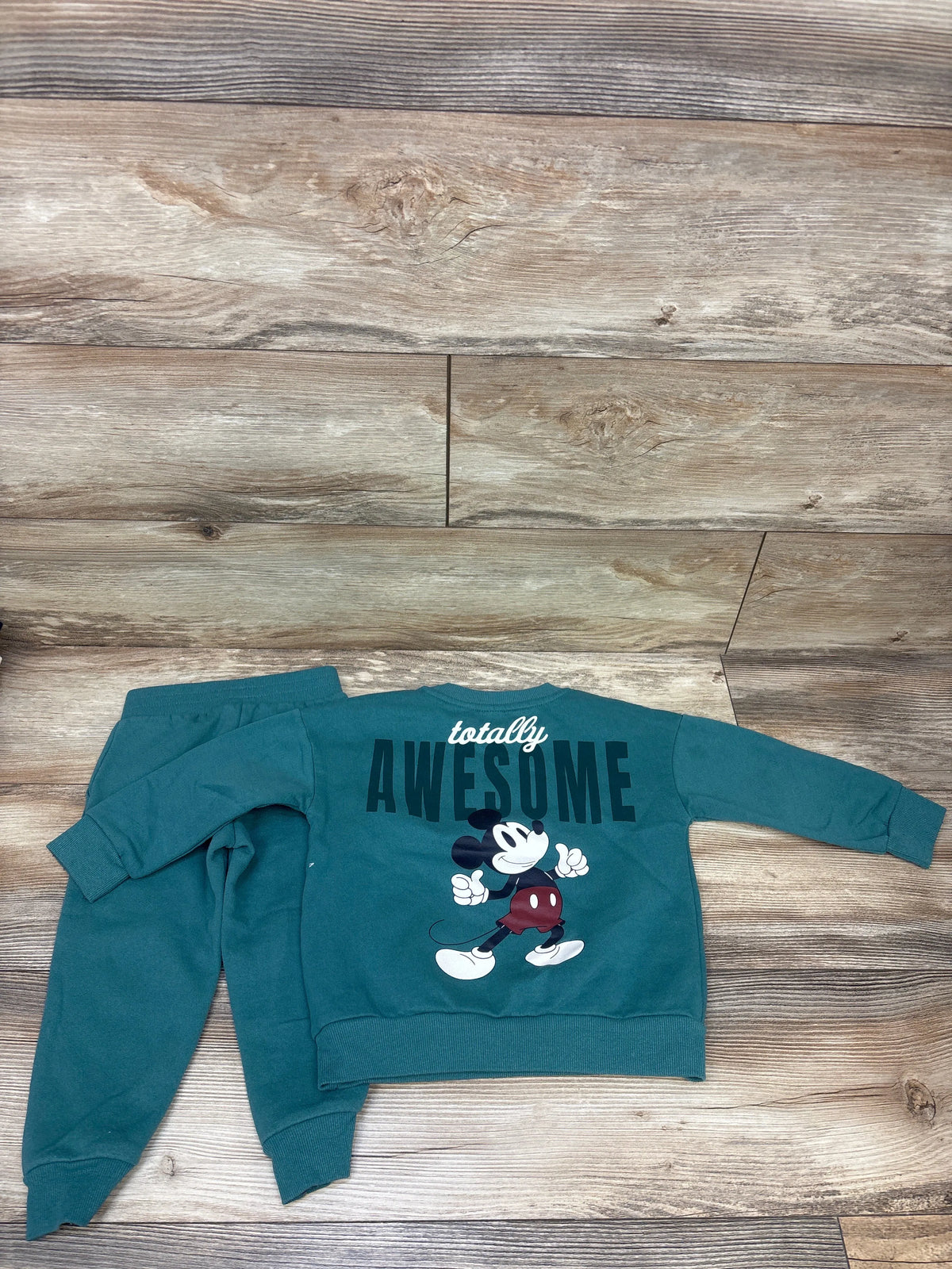 Disney Junior 2pc Mickey Mouse Sweatshirt & Pants Set Green sz 3T
