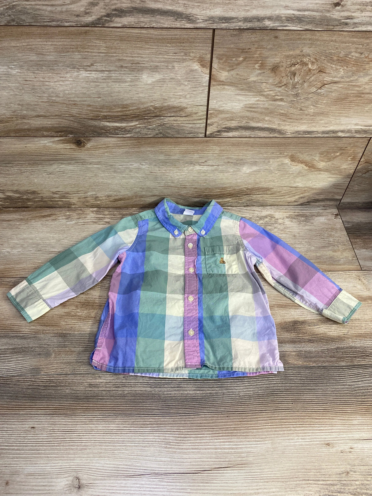 Baby Gap Plaid Button Down Shirt Green sz 18-24m - Me n Mommy To Be