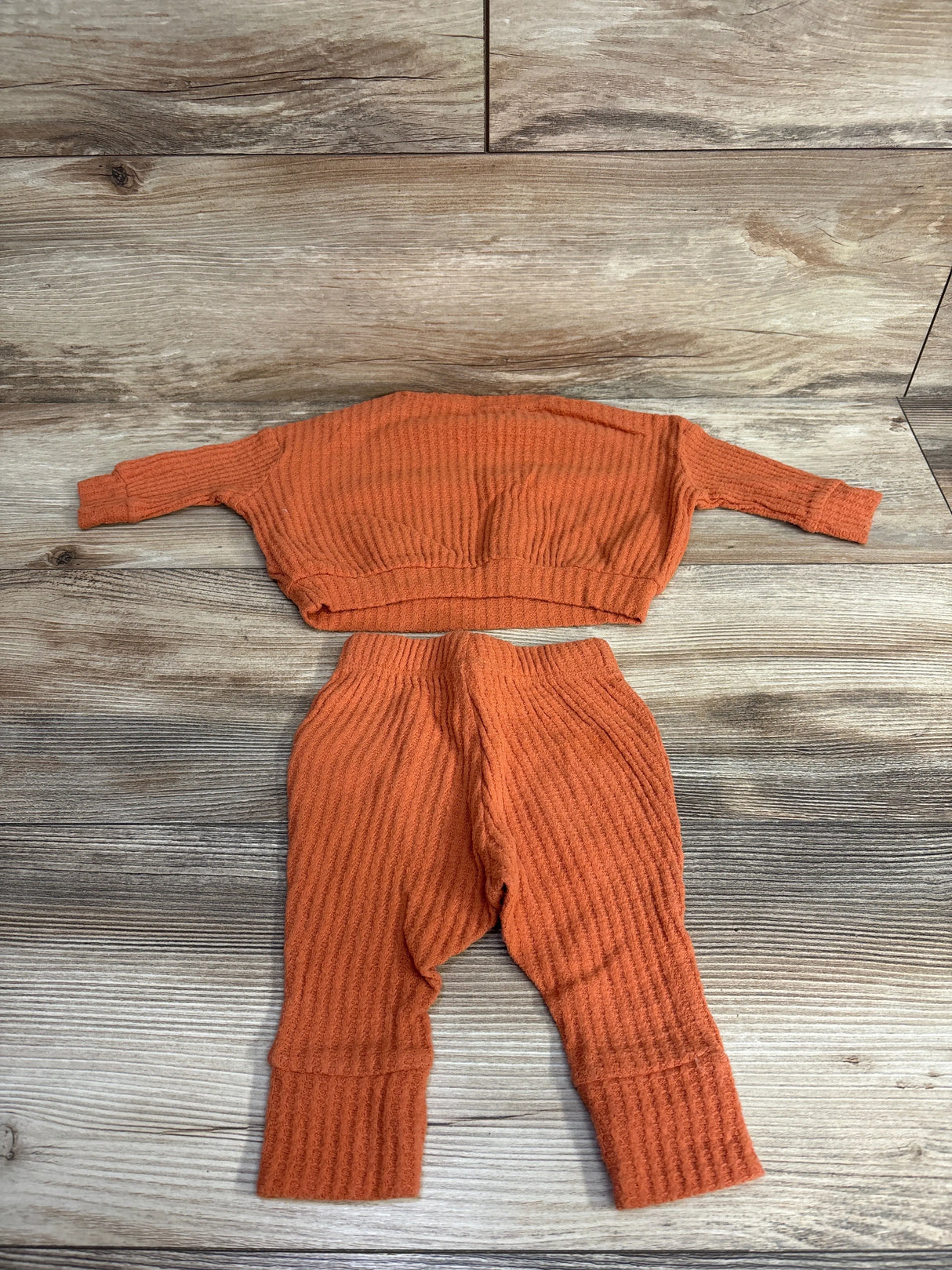 Cat & Jack 2pc Waffle Knit Shirt & Pants Orange sz 0-3m