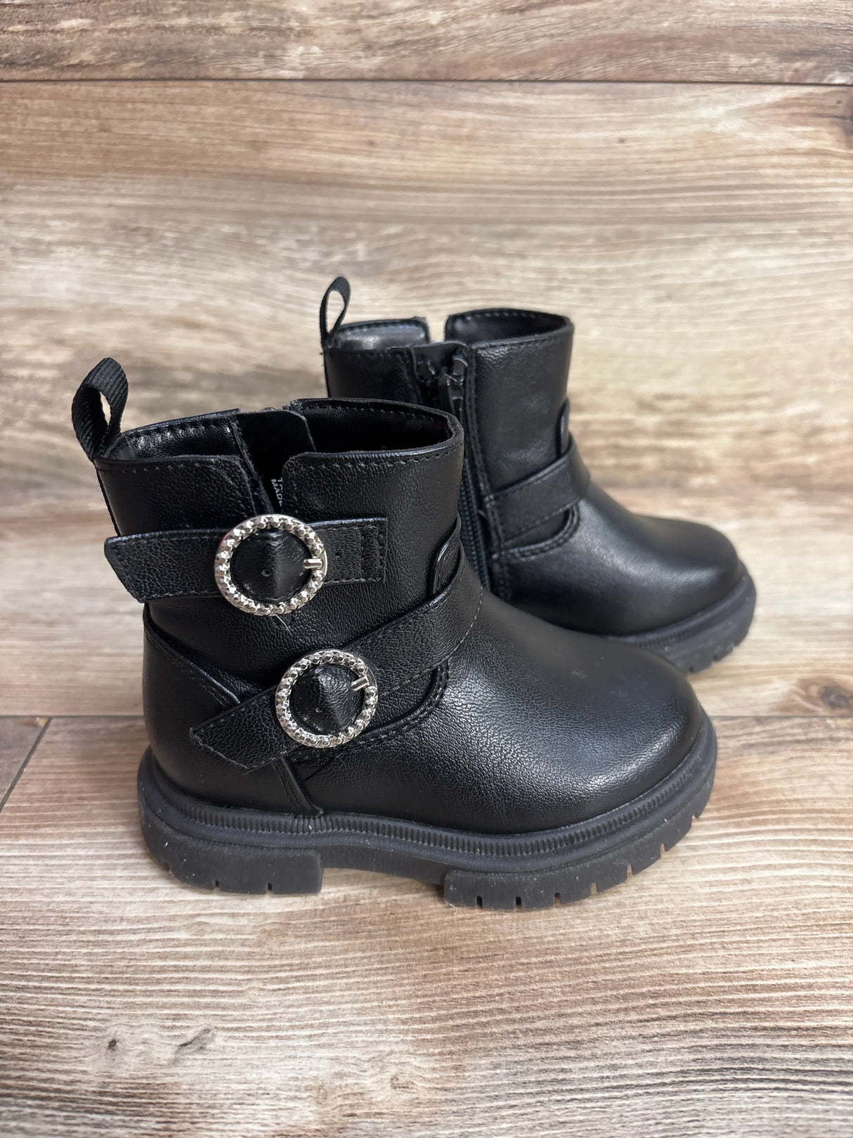 Cat & Jack Evie Lug Sole Ankle Boots Black sz 6c