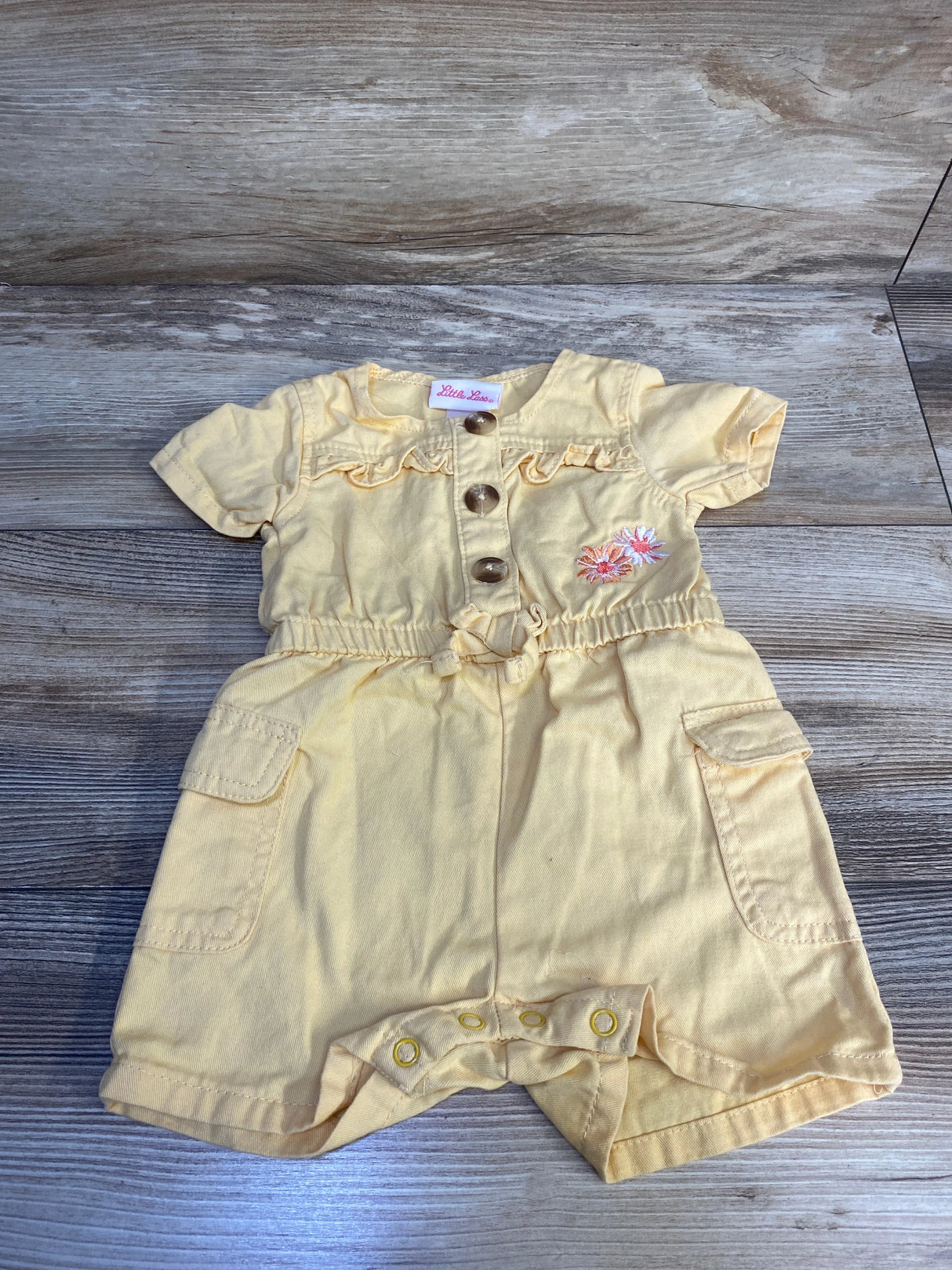Little Lass Floral Embroidered Romper Yellow sz 12m