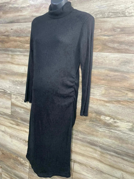 Long Sleeve Turtle Neck Ribbed Dress Black sz XL - Me n Mommy To Be