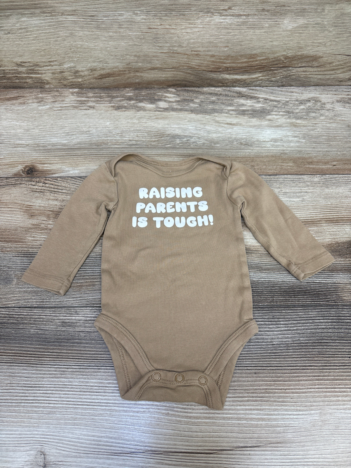 Okie Dokie Raising Parents Is Tough! Bodysuit Tan sz 3m