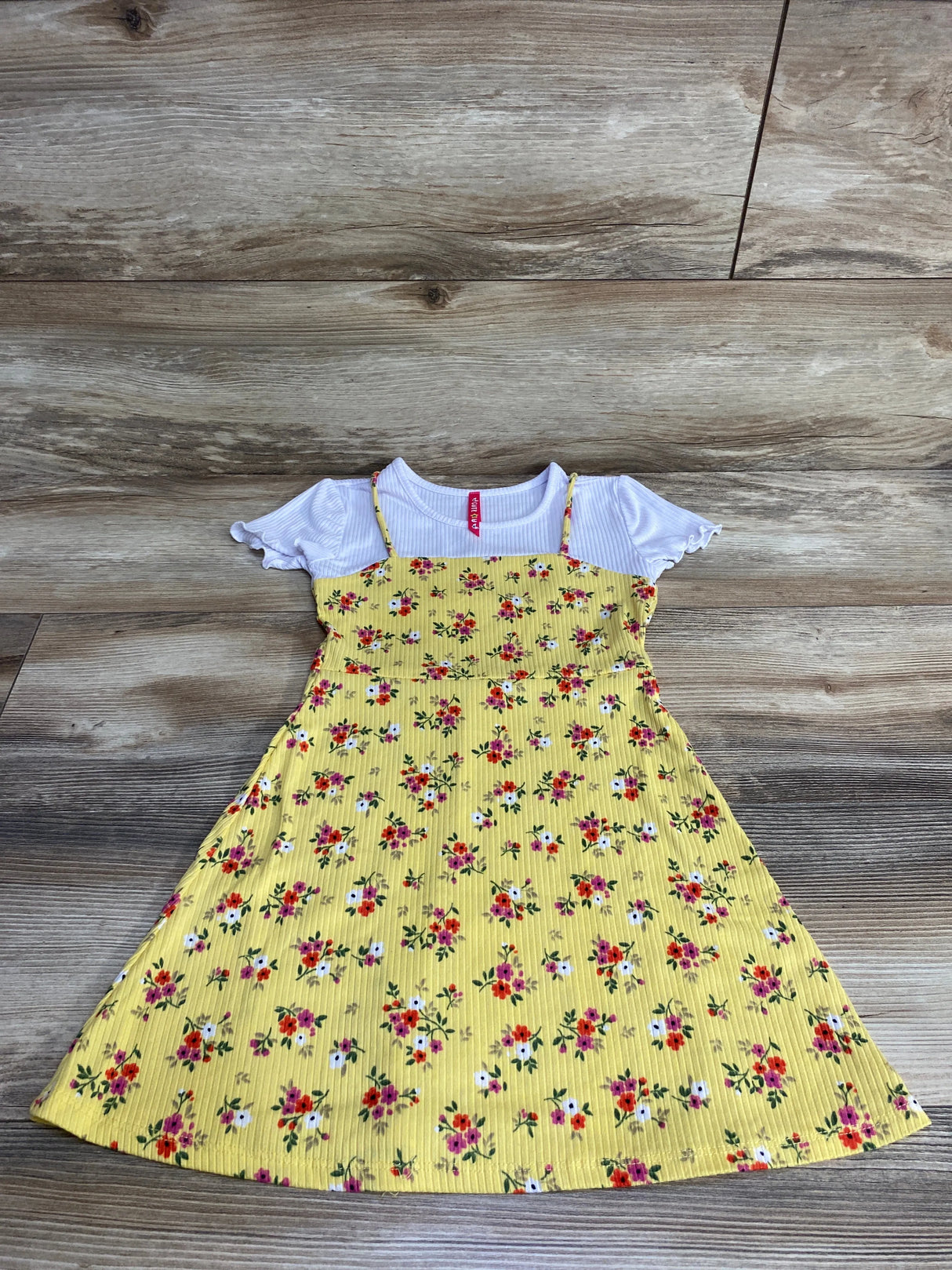 Cute 4 U Ribbed Floral Dress White/Yellow sz 4T - Me n Mommy To Be