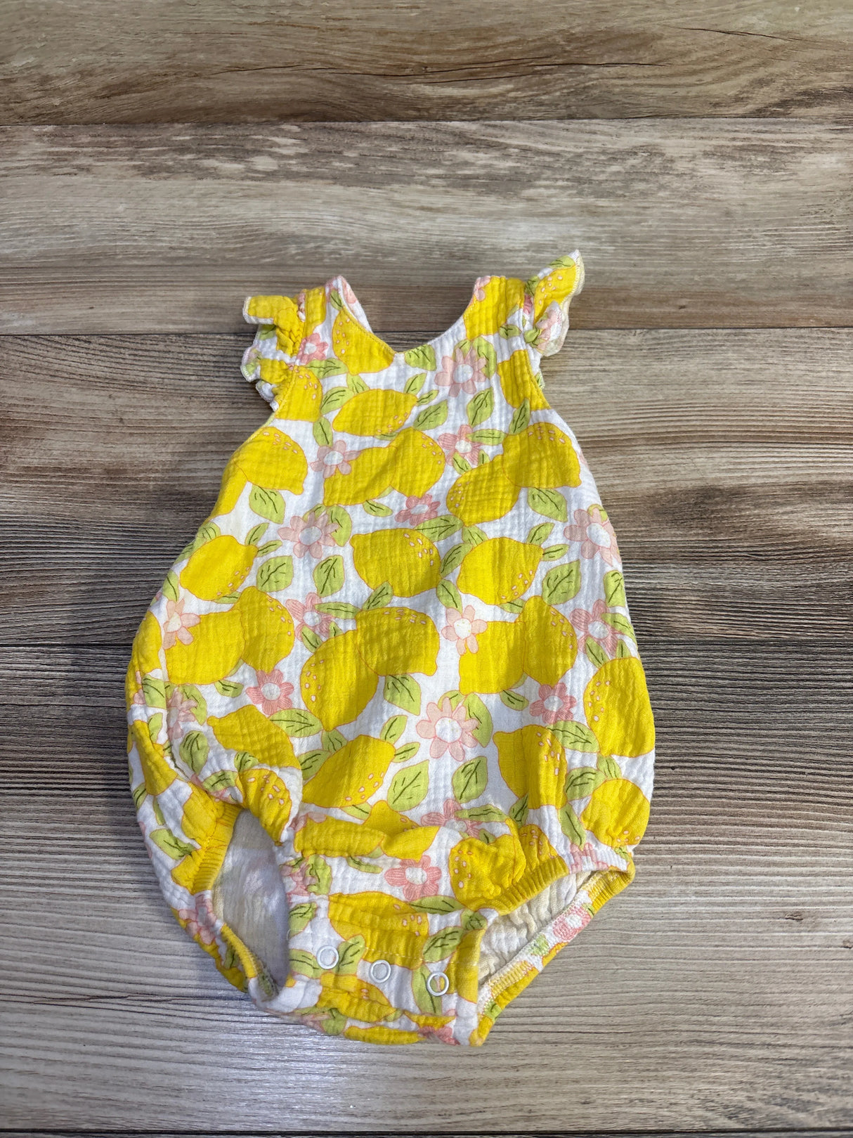 Starting Out Gauze Lemon Bubble Romper White sz 6m