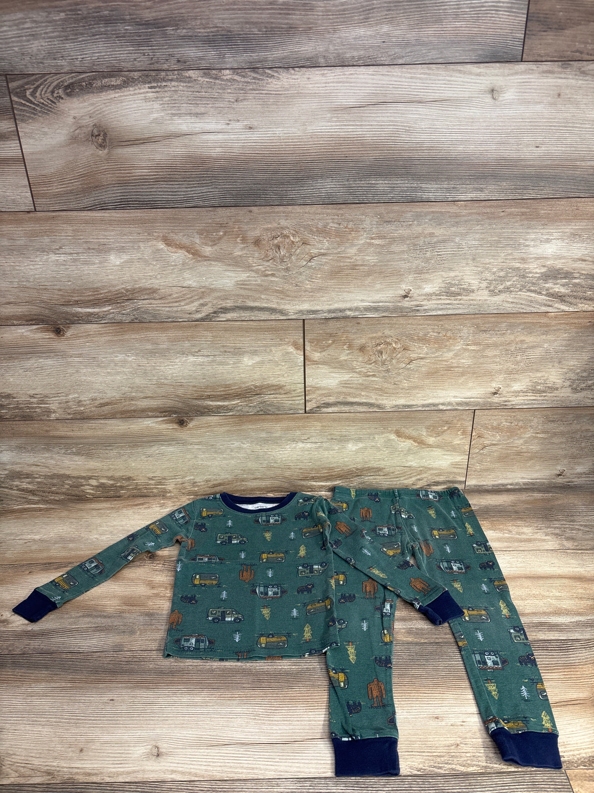 Carter's 2pc Camping Pajama Set Green sz 5T