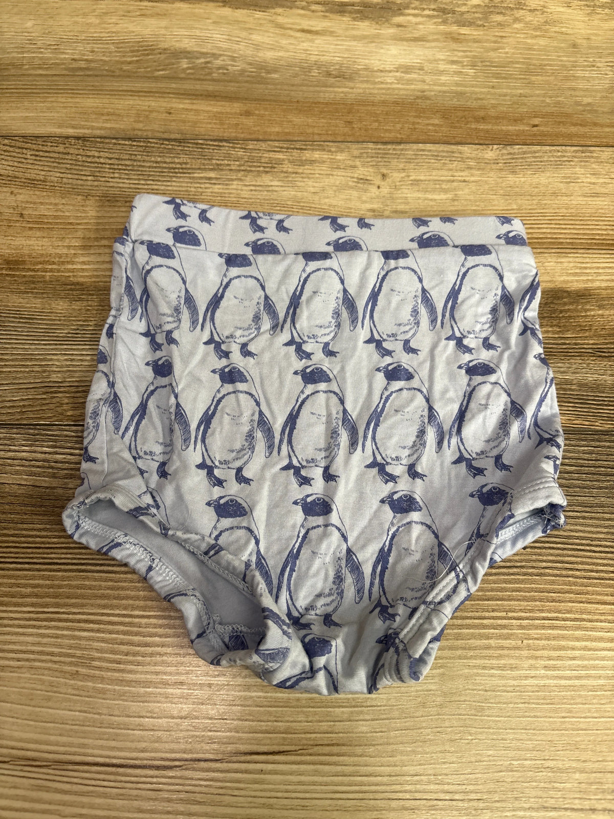 Kate Quinn Bamboo Bloomers in blue with a penguin print, size 12-18m