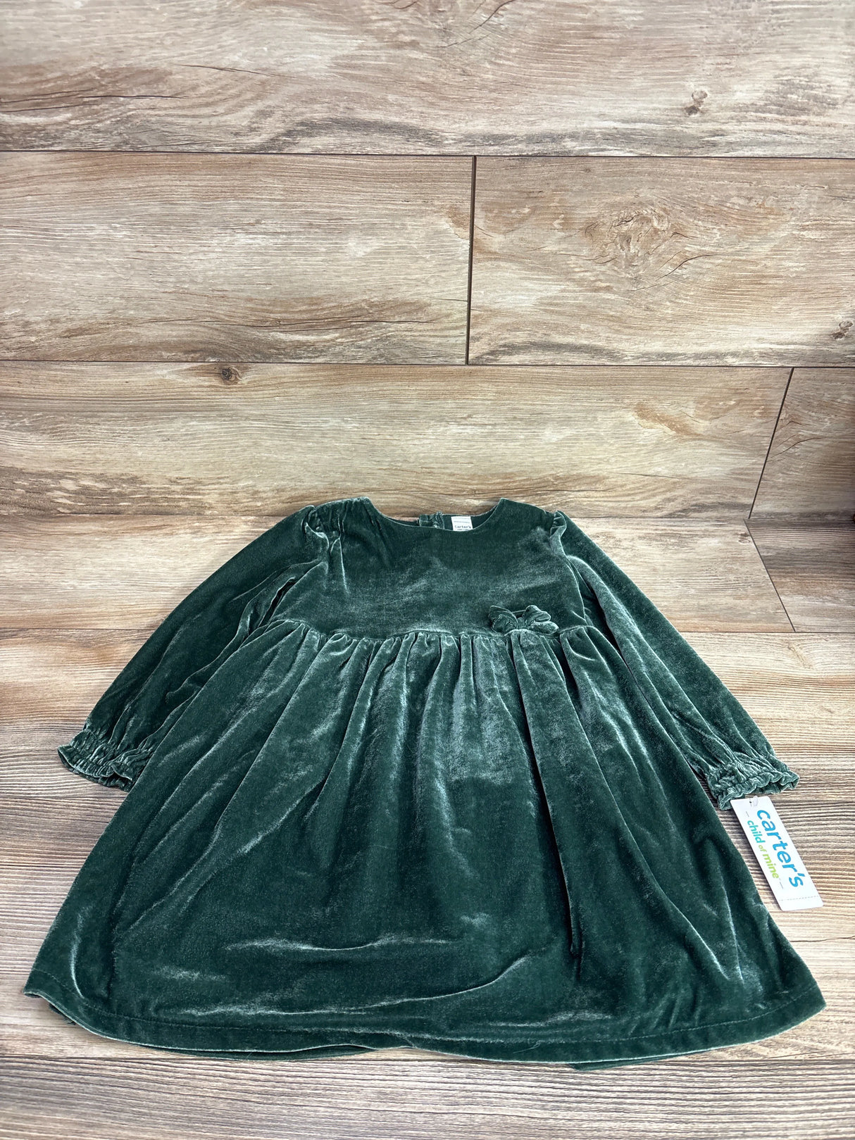 NEW Child of Mine Velvet Long Sleeve Velvet Dress Green sz 4T