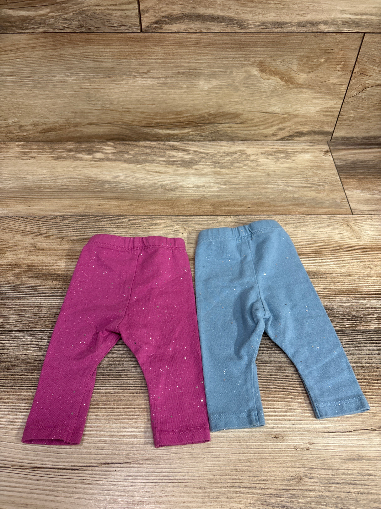 Okie Dokie 2pk Glitter Leggings Pink/Blue sz Newborn