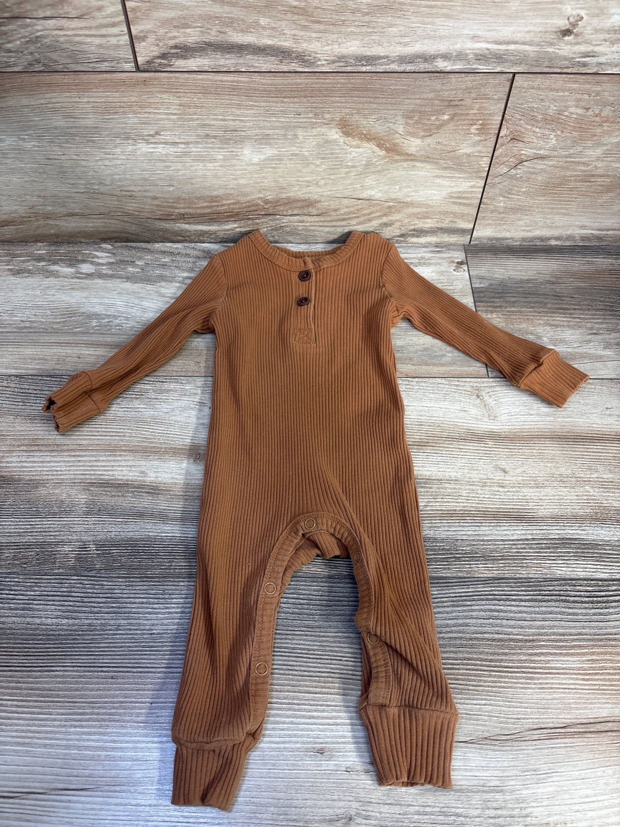 Ribbed Henley Coverall Brown sz 6m