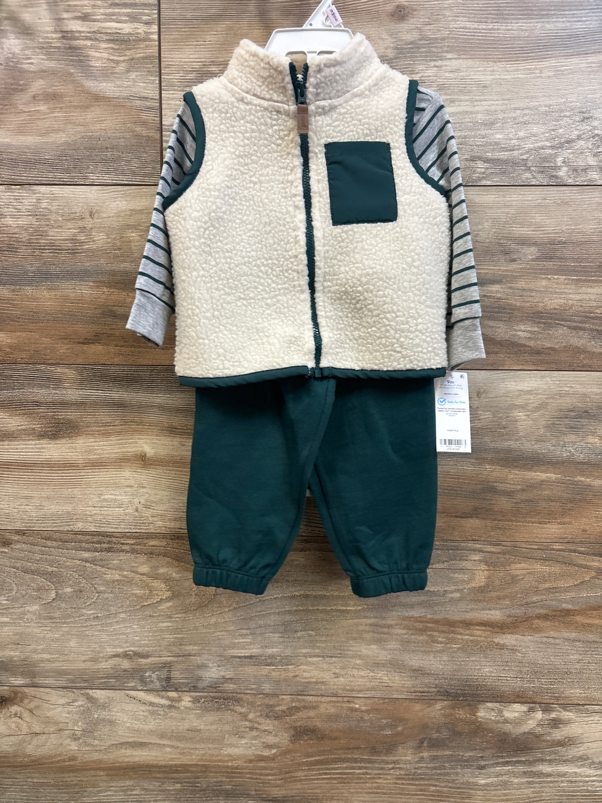 NEW Carter's 3pc Sherpa Vest, Bodysuit, & Pants Set Grey sz 9m