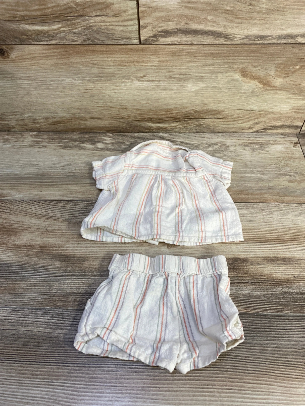 Cloud Island 2pc Linen Blend Button Up Shirt & Shorts Beige sz Newborn