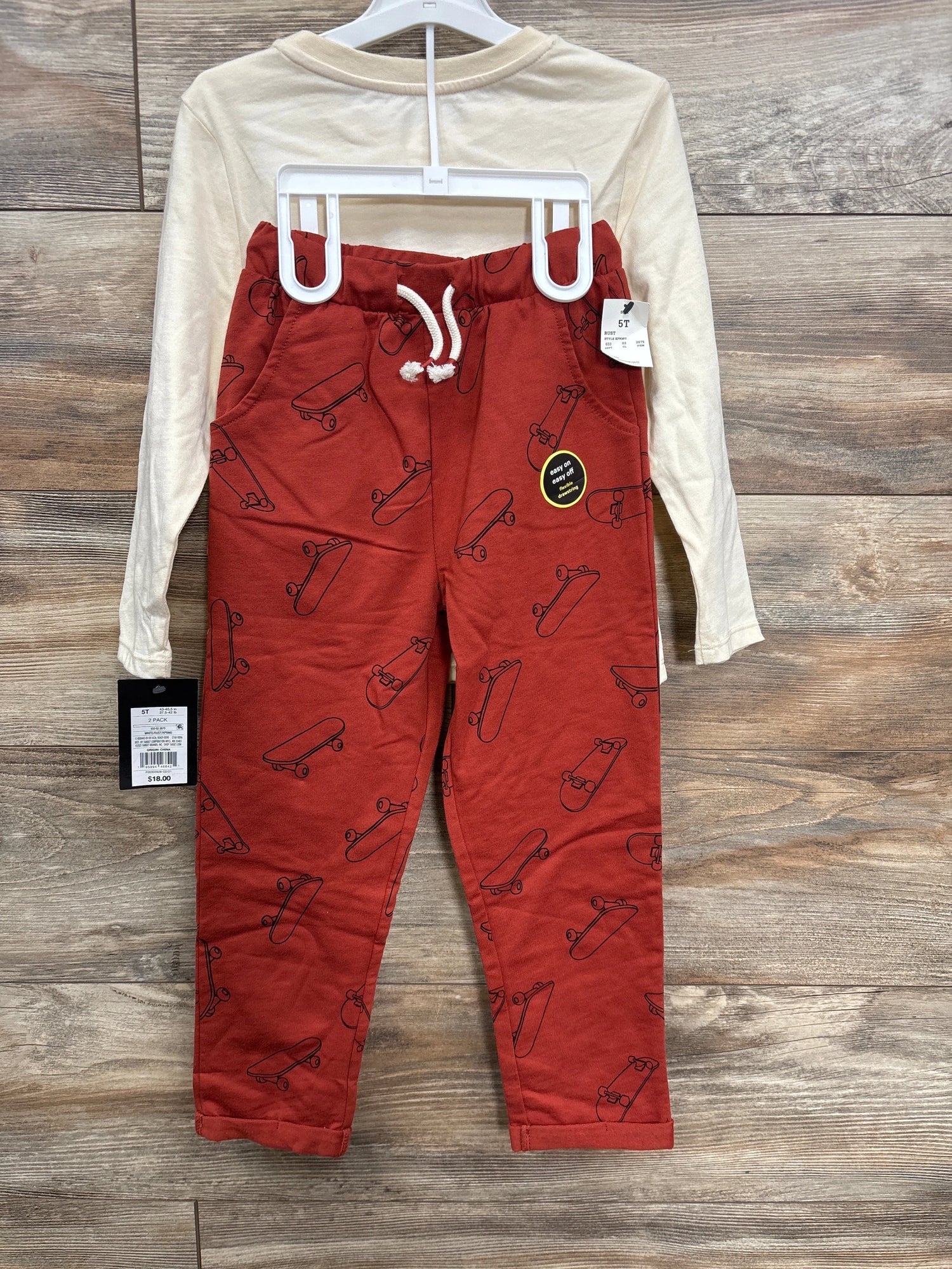 NEW Art Class 2pc Skateboard Shirt & Joggers Cream sz 5T