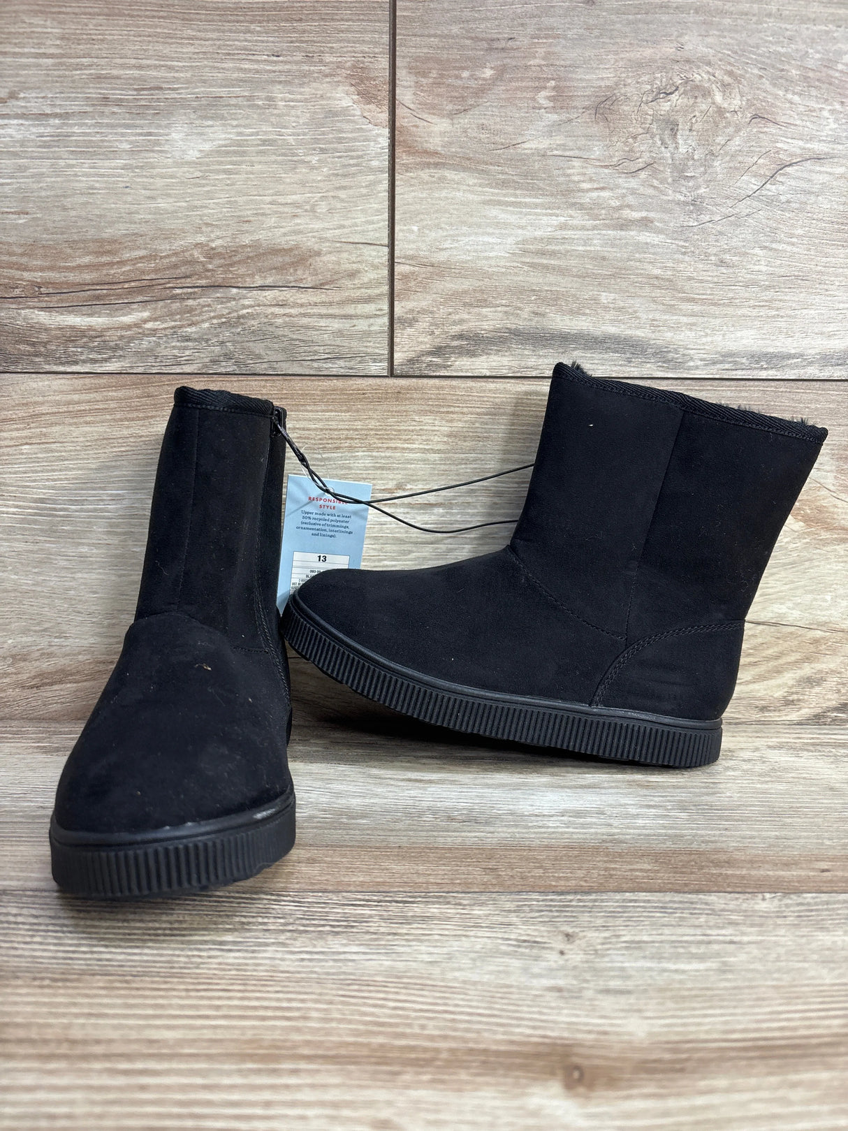 NEW Cat & Jack Holland Shearling Style Boots Black sz 13c