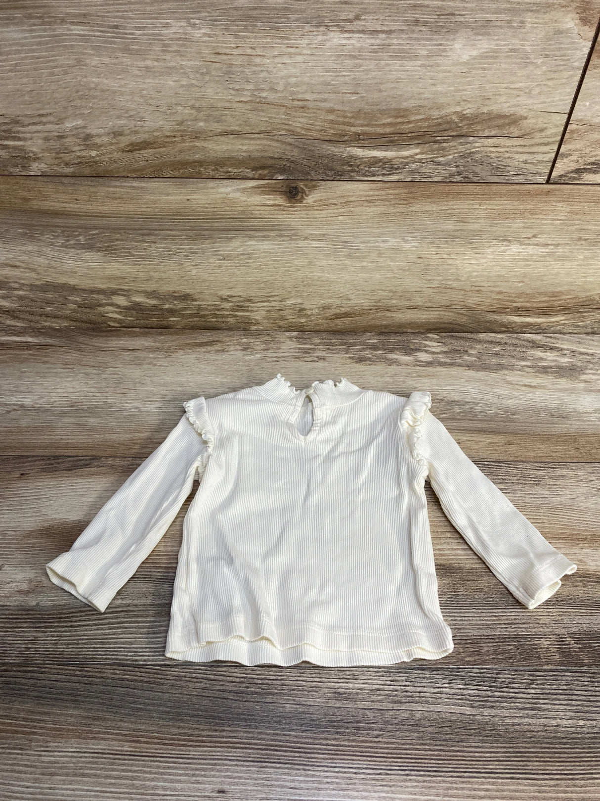 Baby Gap Ribbed Lettuce Trim Shirt White sz 6-12m - Me n Mommy To Be