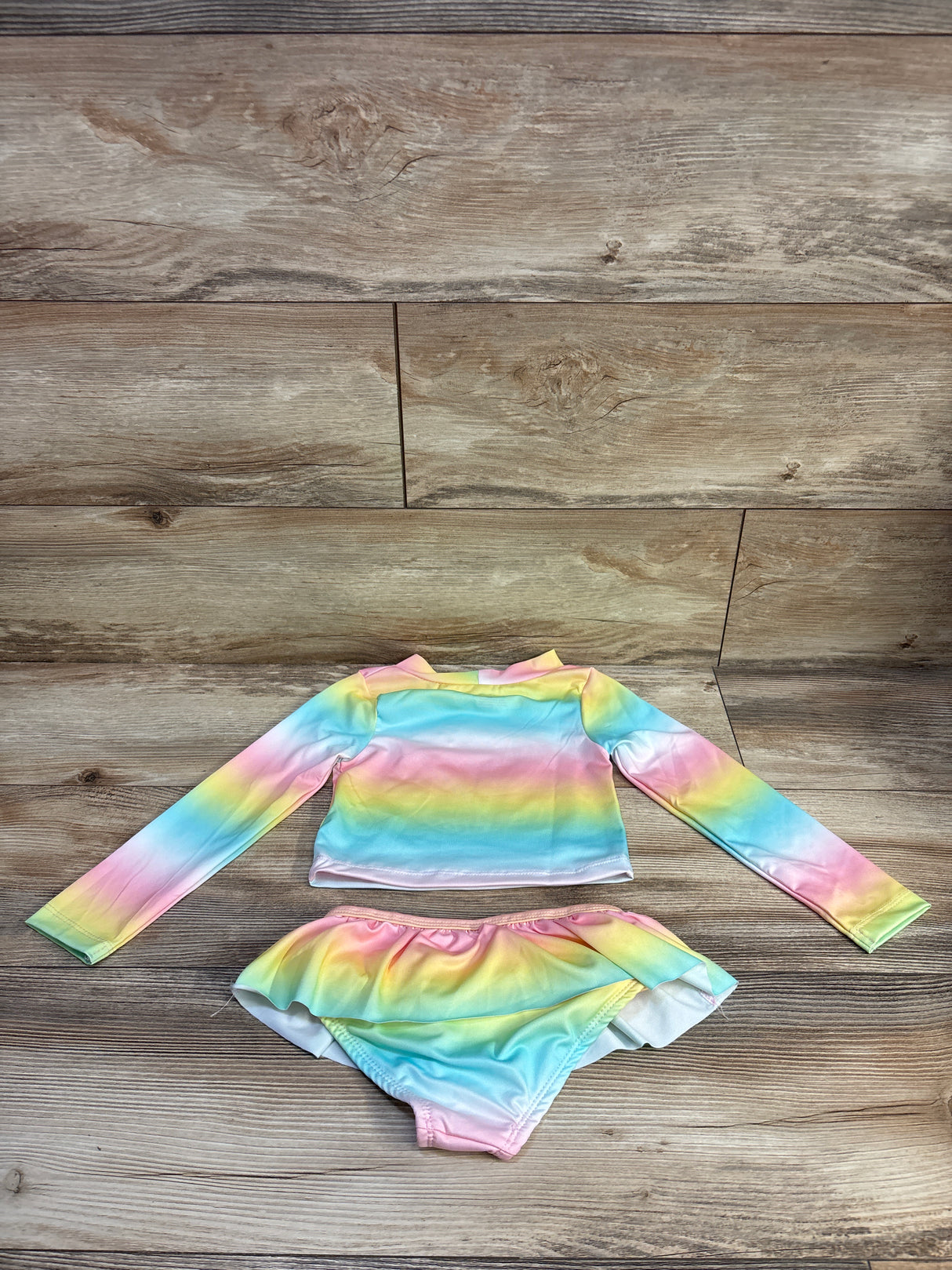 Penelope Mack 2pc Mermaid Rashguard Top & Bikini Bottoms Swim Set sz 4T