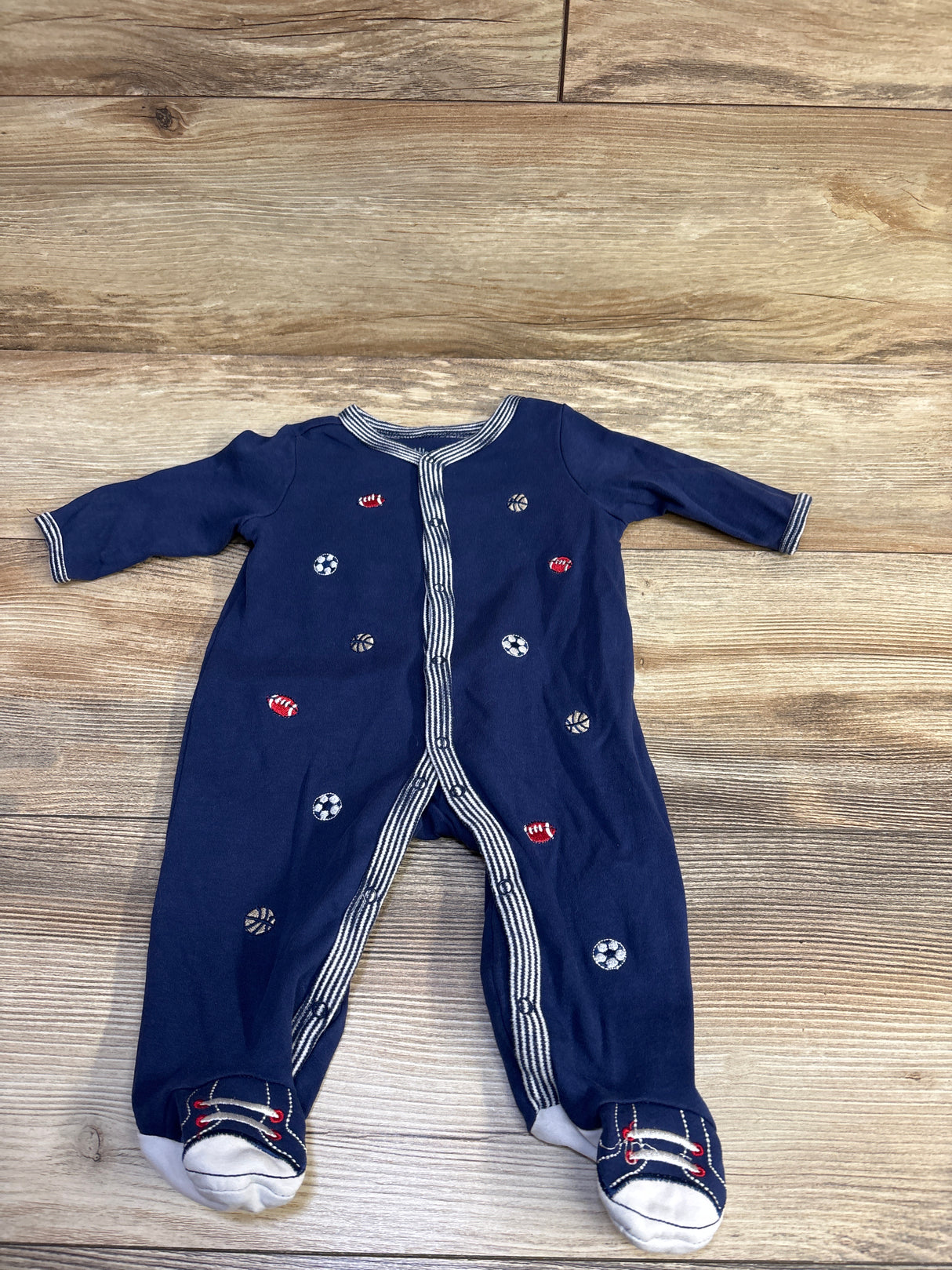 Little Me Embroidered Sports Ball Sleeper Navy sz 3m