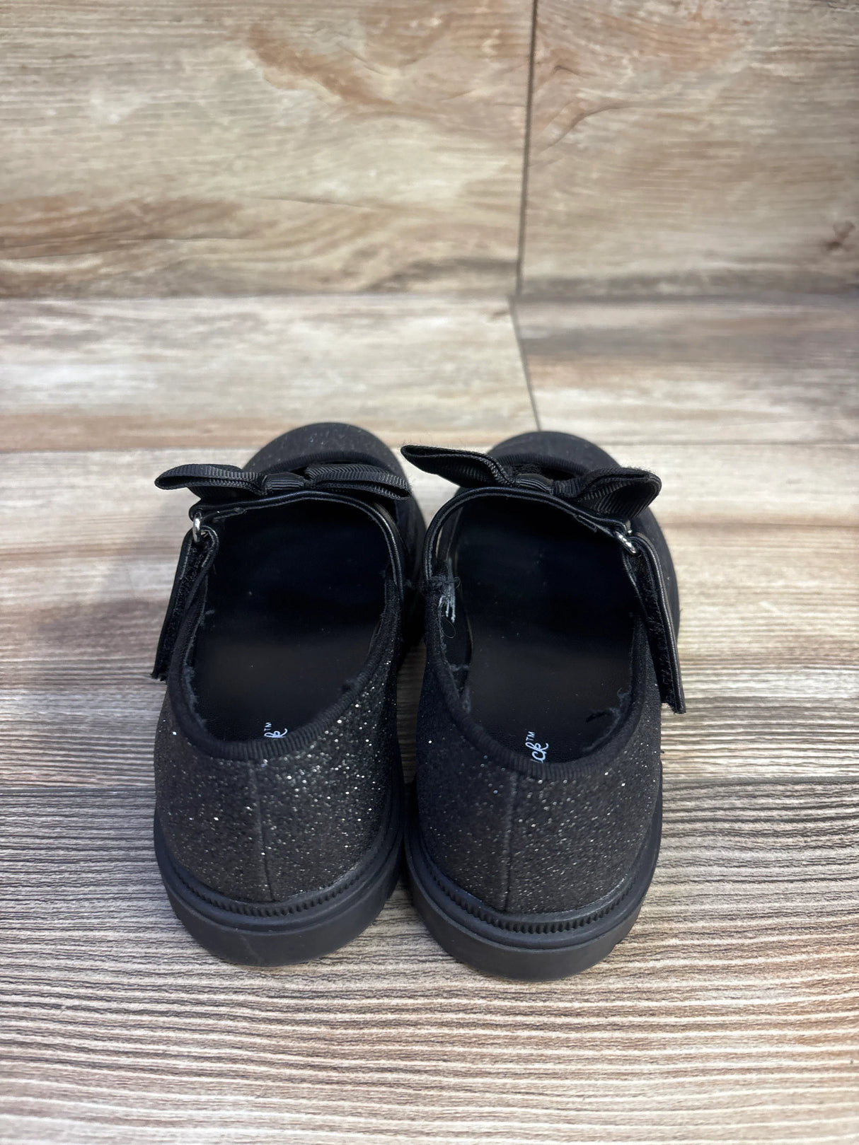 Cat & Jack Kori Lug Sole Mary Jane Flats, Black Glitter sz 11c