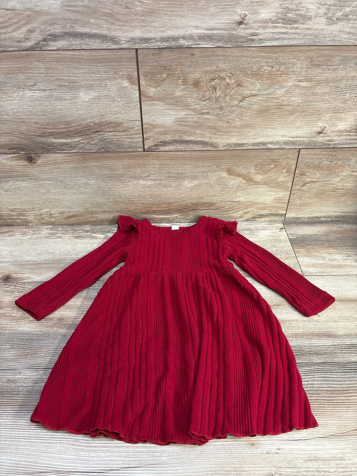 Trolimons Ribbed Long Sleeve Dress Red sz 3T