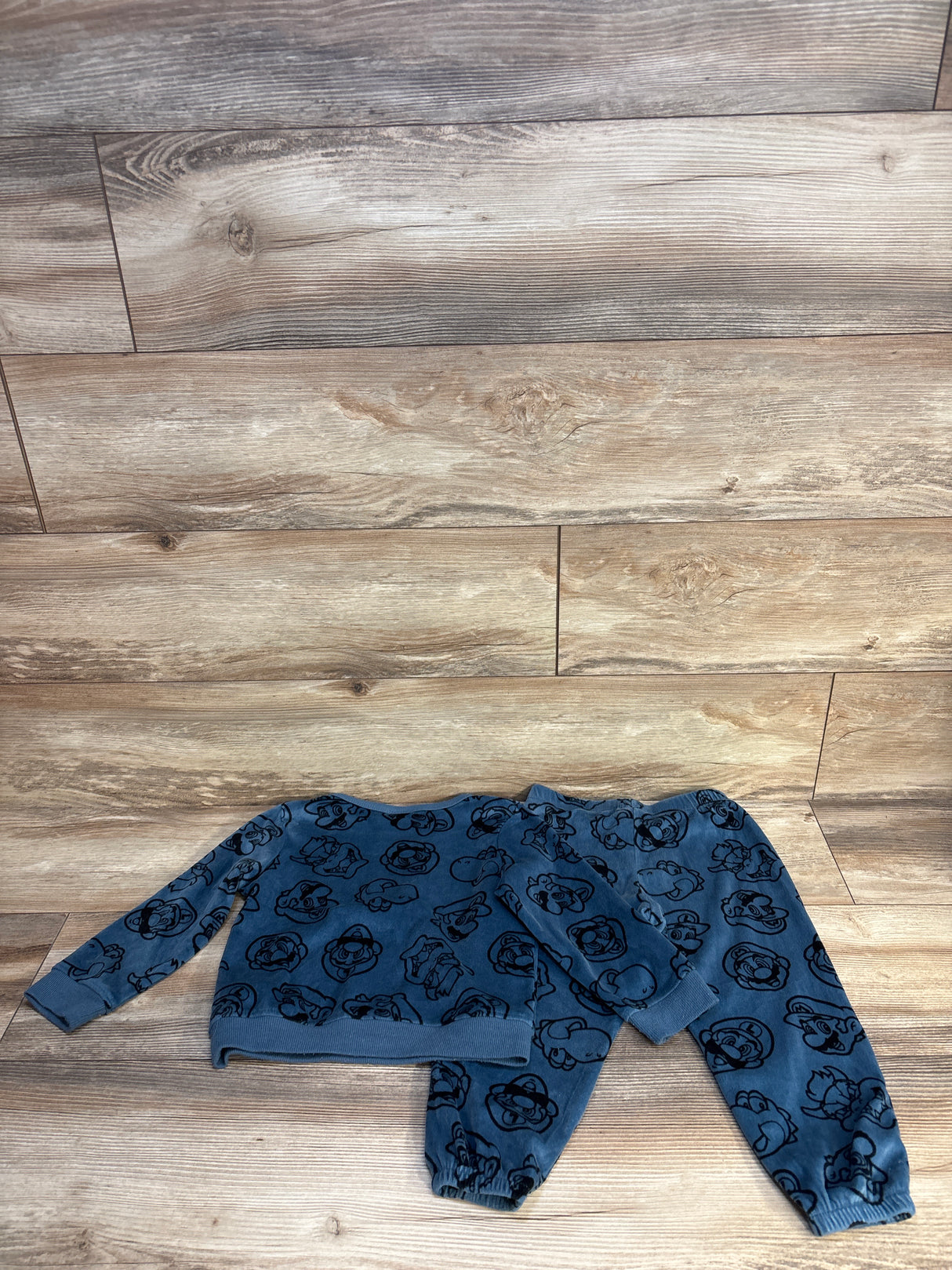 Super Mario 2pc Velour Sweatshirt & Bottoms Set Blue sz 3T