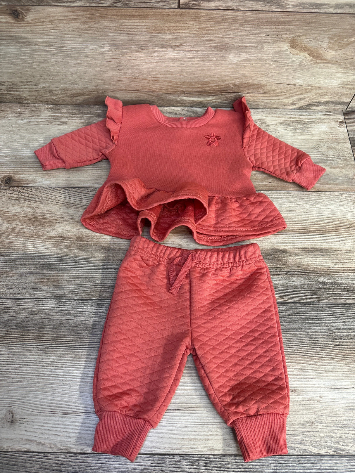Just Lizzy 2pc Textured Sweatshirt & Joggers Set Pink sz 0-3m
