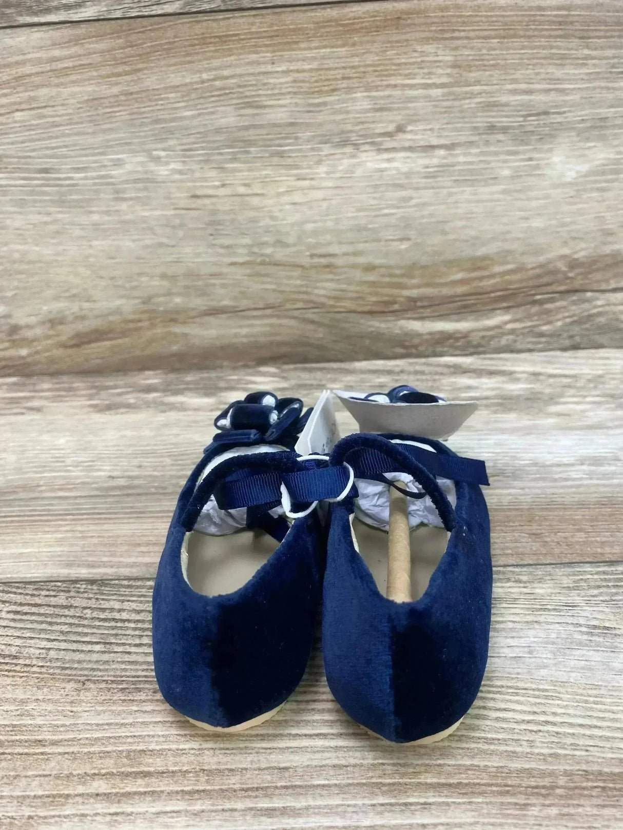 NEW Janie and Jack Dark Marine Velvet Bow Ballet Flat sz 5c - Me n Mommy To Be