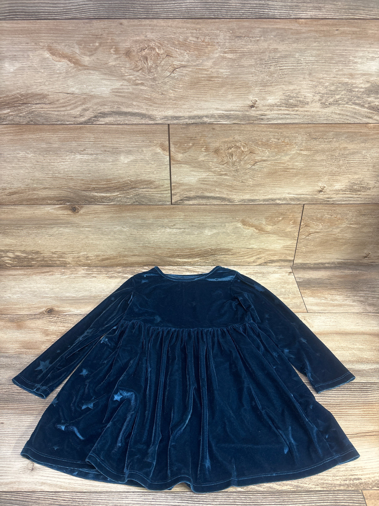 Jumping Beans Long Sleeve Star Print Velvet Dress Blue sz 4T