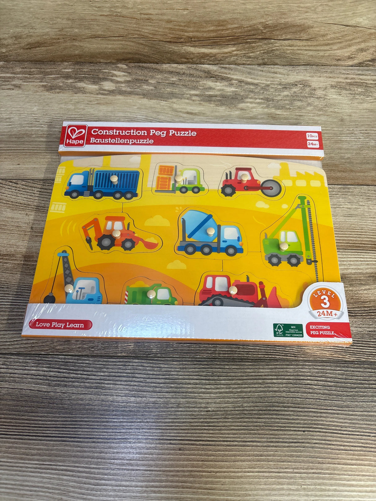 NEW Hape Construction Wooden Peg Puzzle, 10pc - Me n Mommy To Be