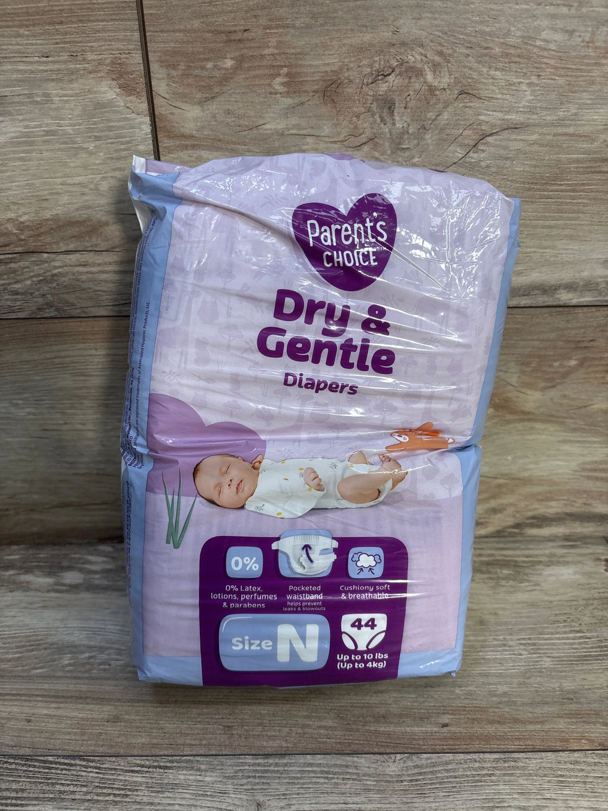 NEW Parent's Choice Dry & Gentle Diapers Size Newborn 44ct.