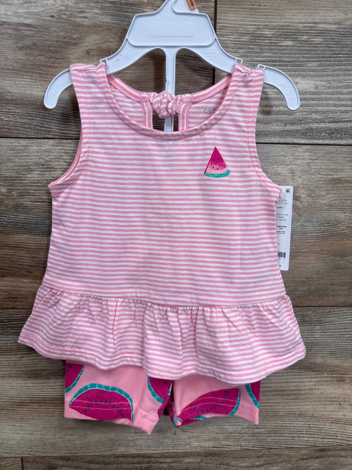 NEW Carter's Striped Watermelon Shirt Set Pink sz 12m