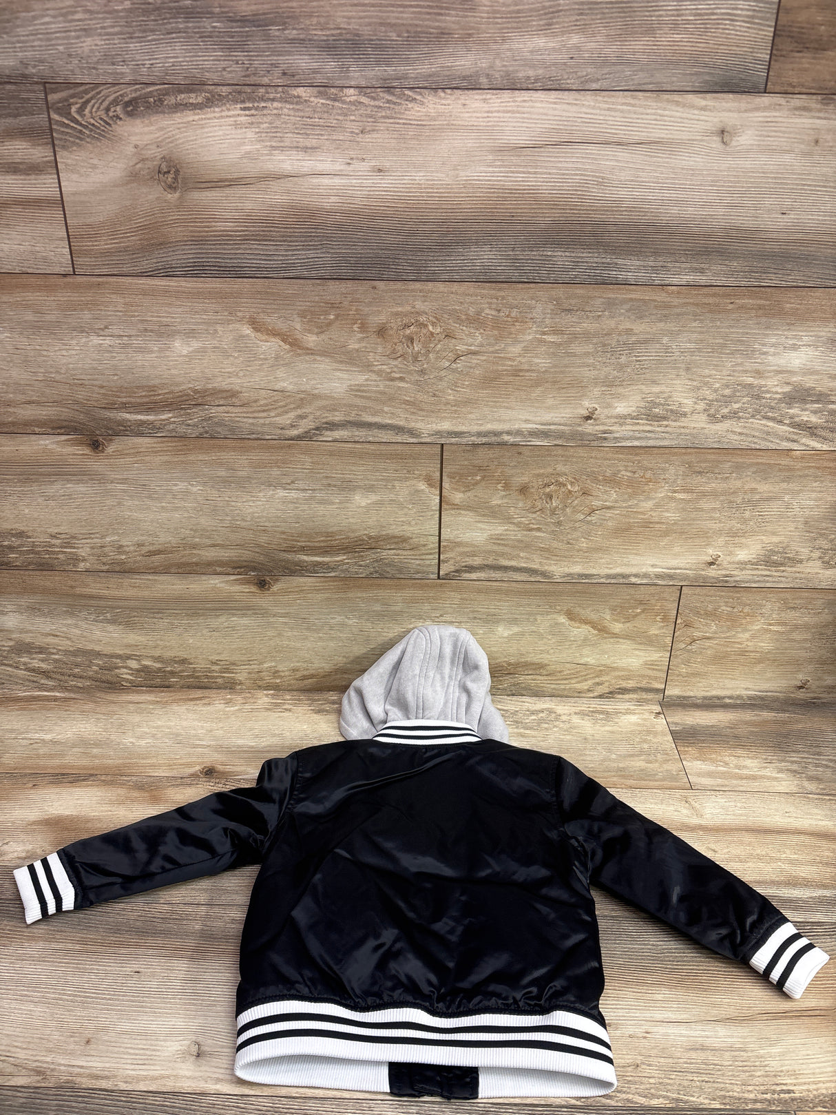 Old Navy Hooded Zip-Front Satin Bomber Jacket Black sz 4T