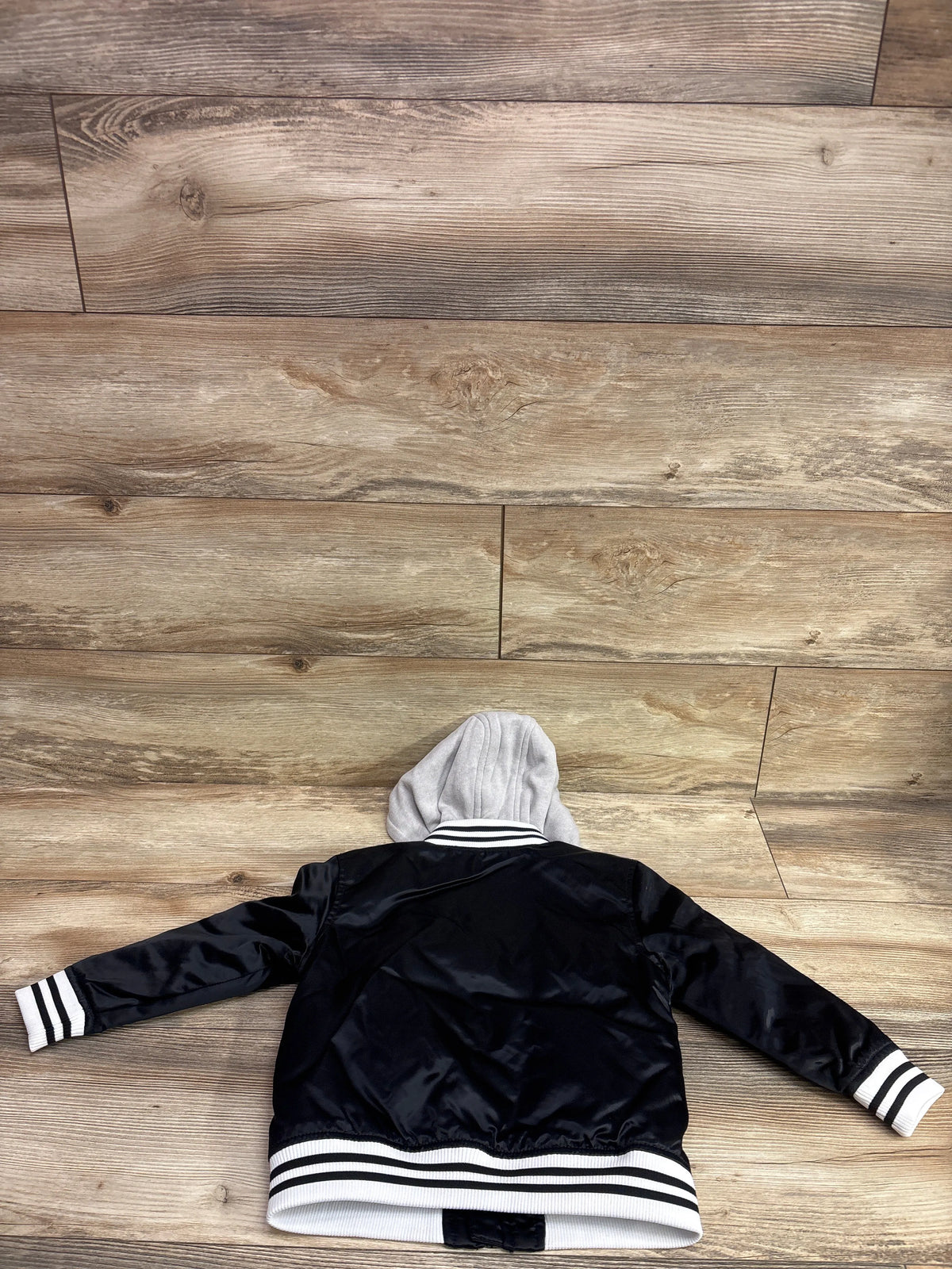 Old Navy Hooded Zip-Front Satin Bomber Jacket Black sz 4T