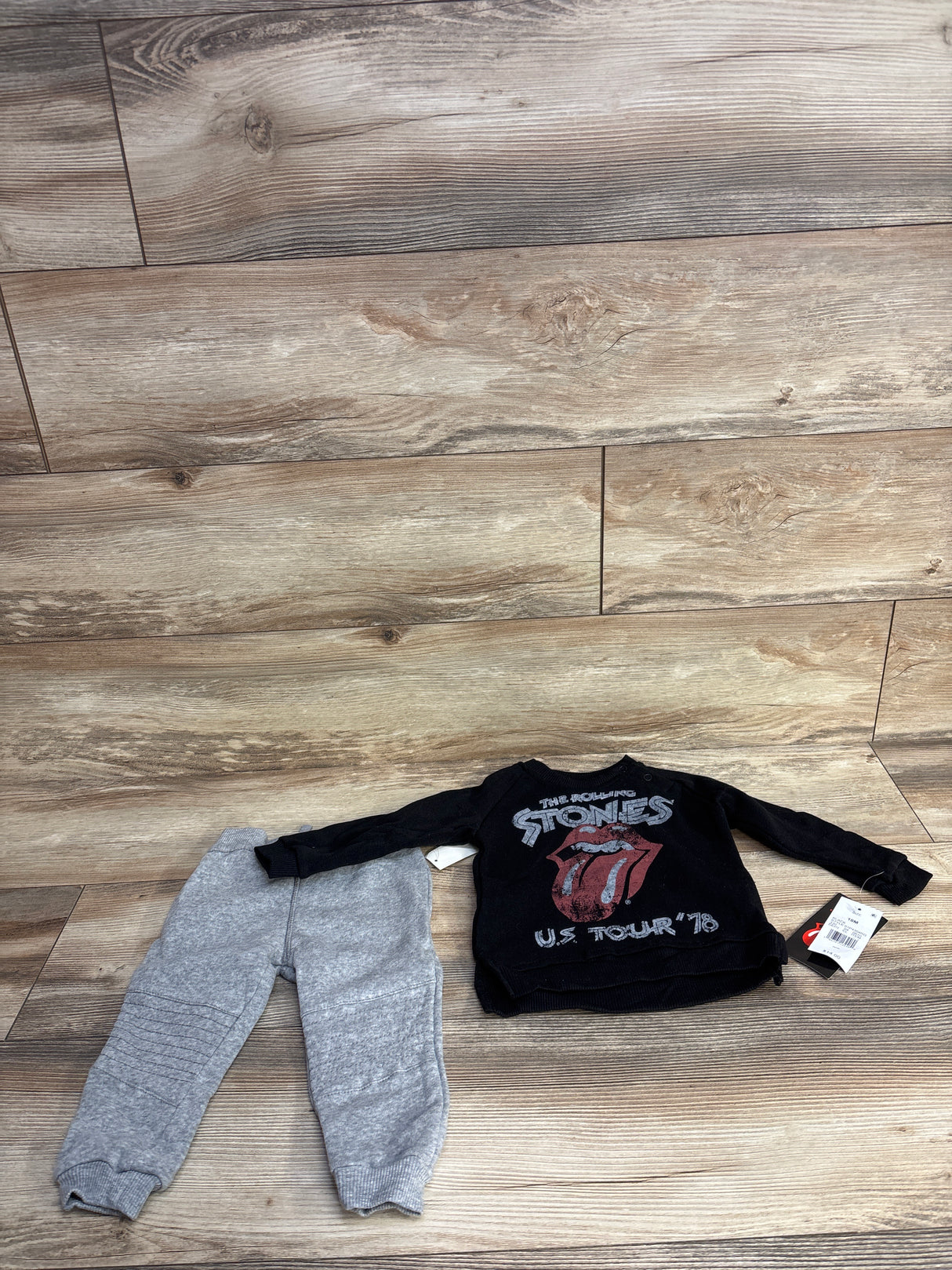 NEW The Rolling Stones 2pc Sweatshirt & Joggers Set Black sz 18m