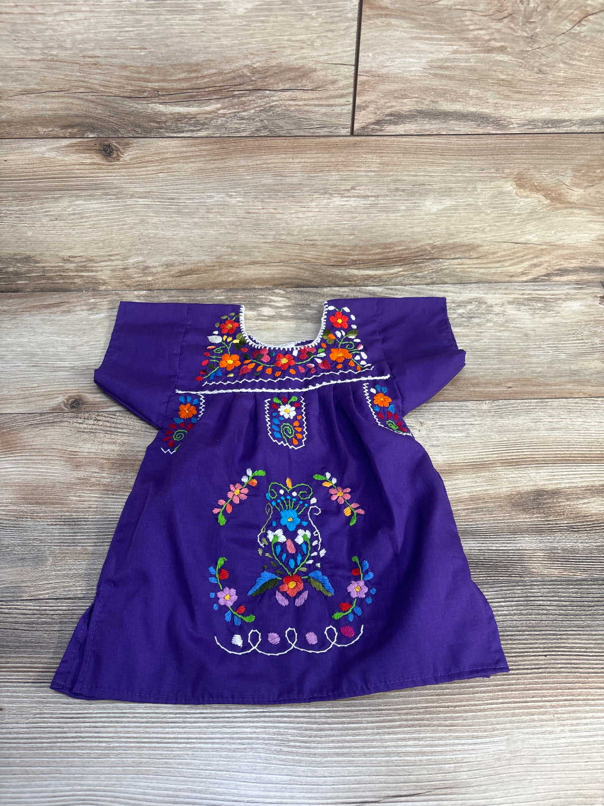 Artesanias Embroidered Mexican Dress Purple sz 6-12m