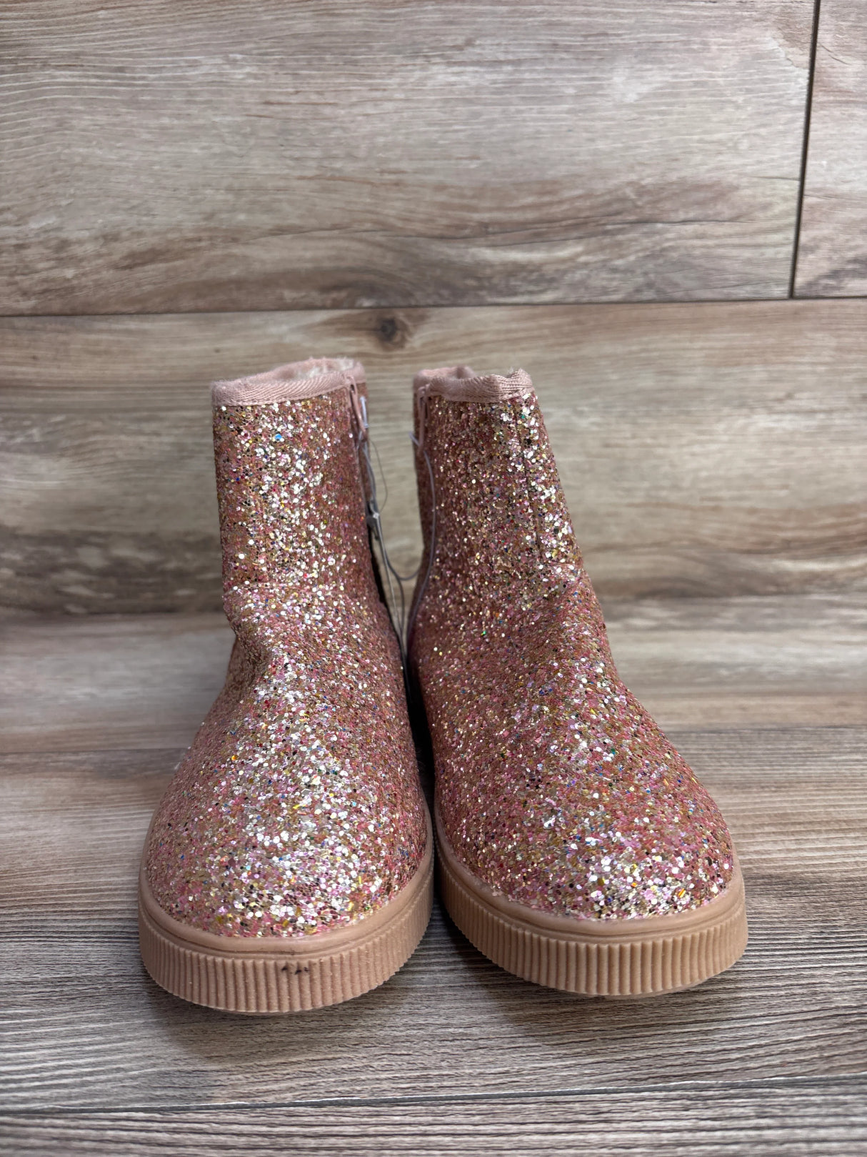 NEW Cat & Jack Holland Shearling Style Boots Rose Gold Sz 5Y