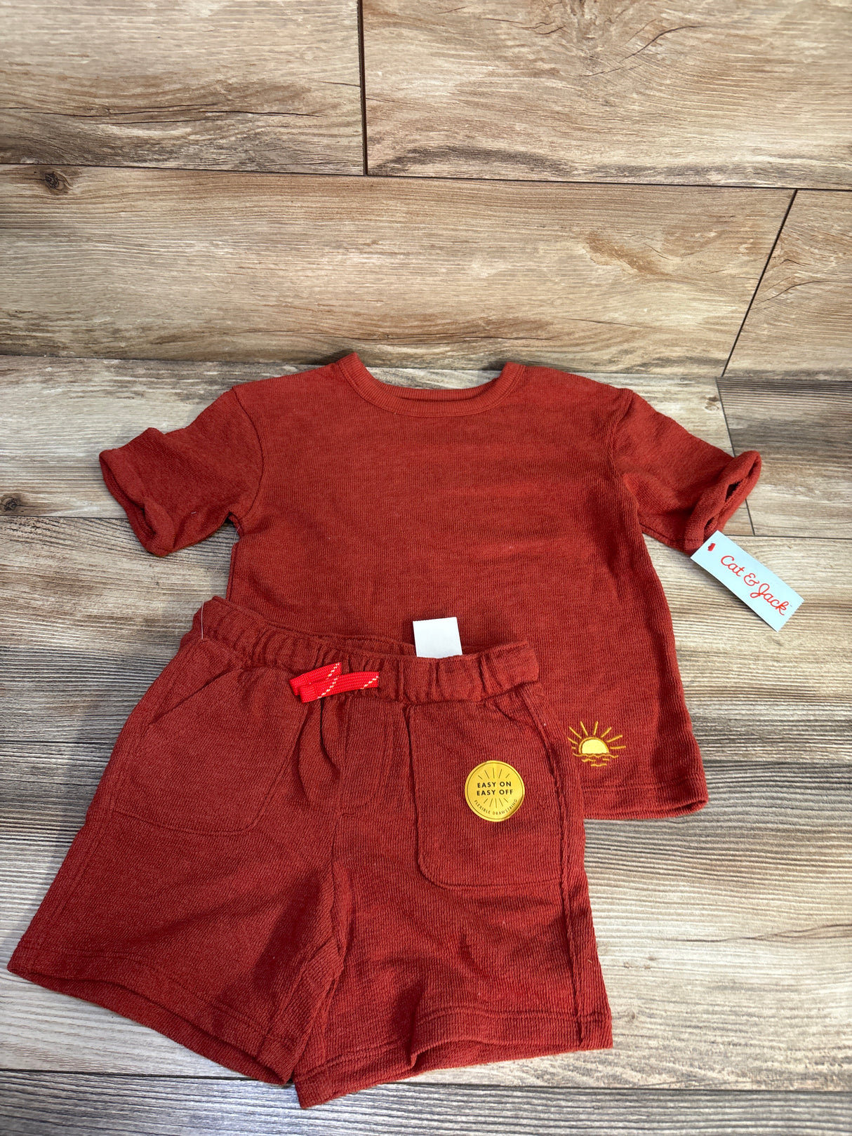 NEW Cat & Jack 2pc Terry Cloth Shirt & Shorts Set Rust sz 3T